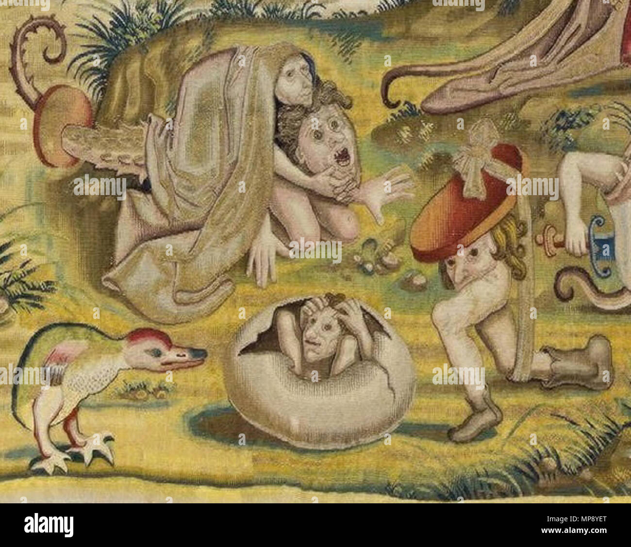 786 La Tentation de Saint Antoine (tapisserie, détail de monstres) Foto Stock