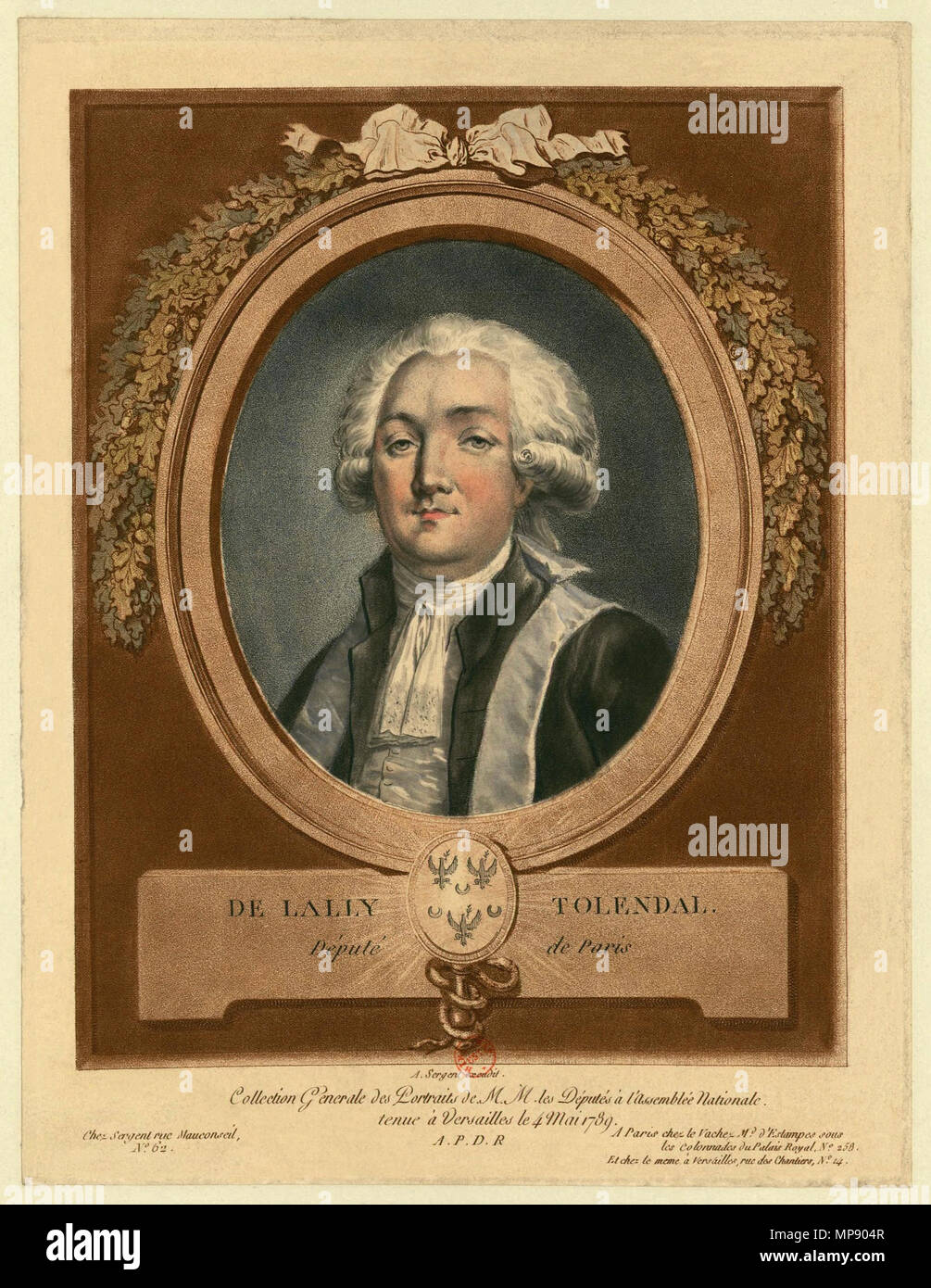 . Français : Gérard de Lally-Tollendal (1751 - 1830), homme politique français de la Révolution. Inglese: Gérard de Lally-Tollendal (1751 - 1830), uomo politico francese durante il francese la grande rivoluzione . 1789. 2013-06-09 per il caricamento. Antoine Louis François Sergent dit Sergent-Marceau (1751-1847) nomi alternativi descrizione Sergent-Marceau francese pittore e incisore, Data di nascita e morte 9 Ottobre 1751 24 Luglio 1847 Luogo di nascita e morte Chartres Nice Work location Chartres, Parigi, Basilea, autorità di Nizza controllo : Q4775505 VIAF: 7447319 ISNI: 0000 0001 2119 3954 ULAN: 500025639 LCCN Foto Stock
