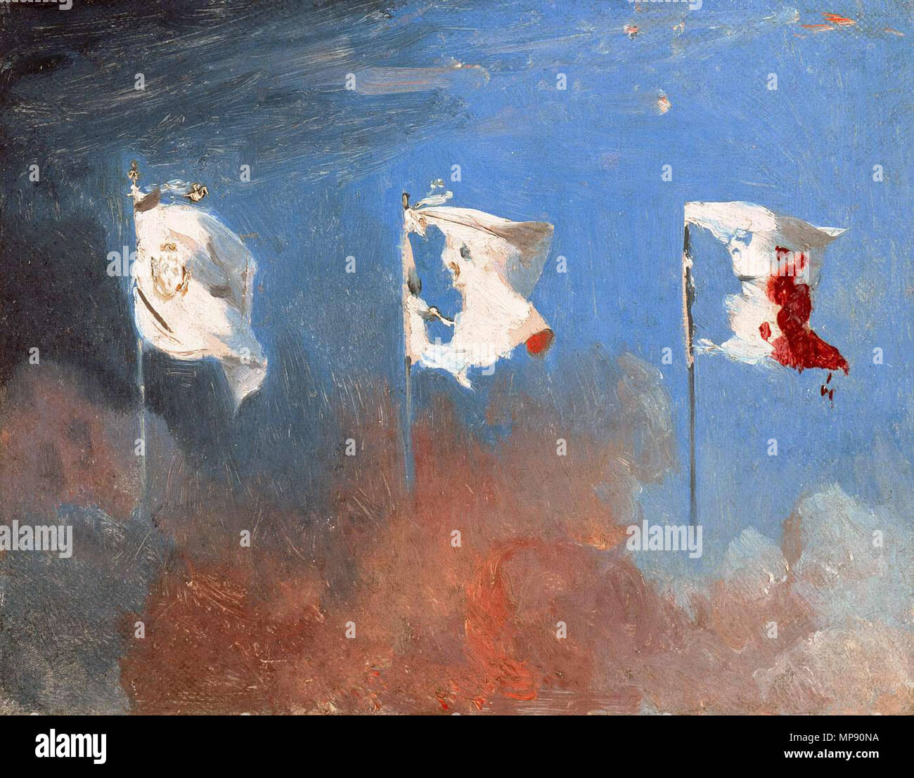 Francese: Scène de Juillet 1830 titolo alternativo(s): FRANCESE: Les Drapeaux. schizzo . 1830. 792 Lar7 cogniet 001z Foto Stock