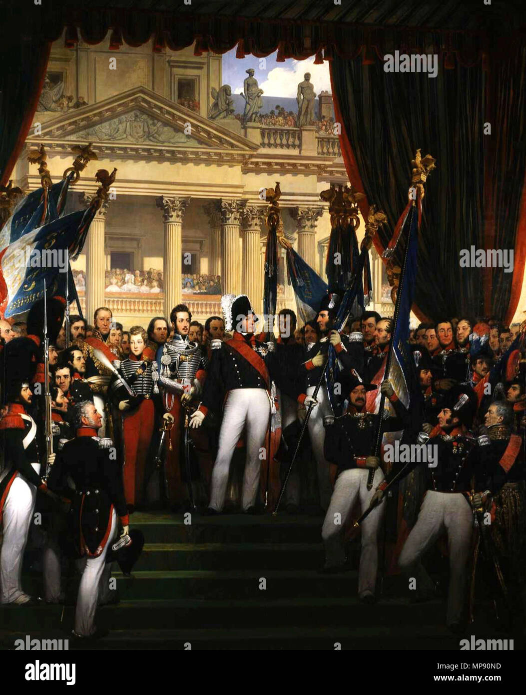Le roi donne les drapeaux à la Garde nationale de Paris et de la dobbiamo banlieue (29 août 1830) 1834. 792 Lar1 corte 001z Foto Stock