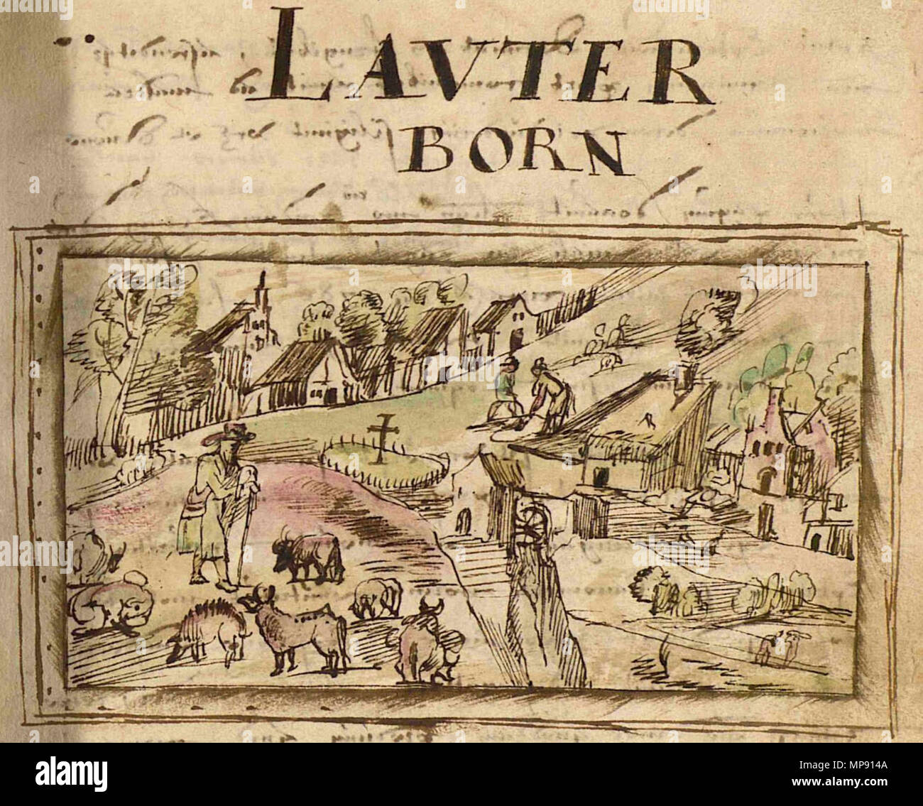 . Français : 'Lauterborn' par lb:Jean Bertels, Registre des biens de l'abbaye Saint-Willibrord d'Echternach . 1595. Johannes Bertelius (-1607) nomi alternativi Johannes Bertels,Johannes Bertelius Descrizione storico lussemburghese e abate Data di nascita e morte 1544 / 12 Ottobre 1544 19 Giugno 1607 Luogo di nascita e morte Leuven Echternach sede di lavoro Lussemburgo, Archives nationales competente controllo : Q445165 VIAF: 120694994 ISNI: 0000 0001 0860 3795 GND: 123705525 BPN: 34039303 794 Lauterborn da Jean Bertels 1597 Foto Stock