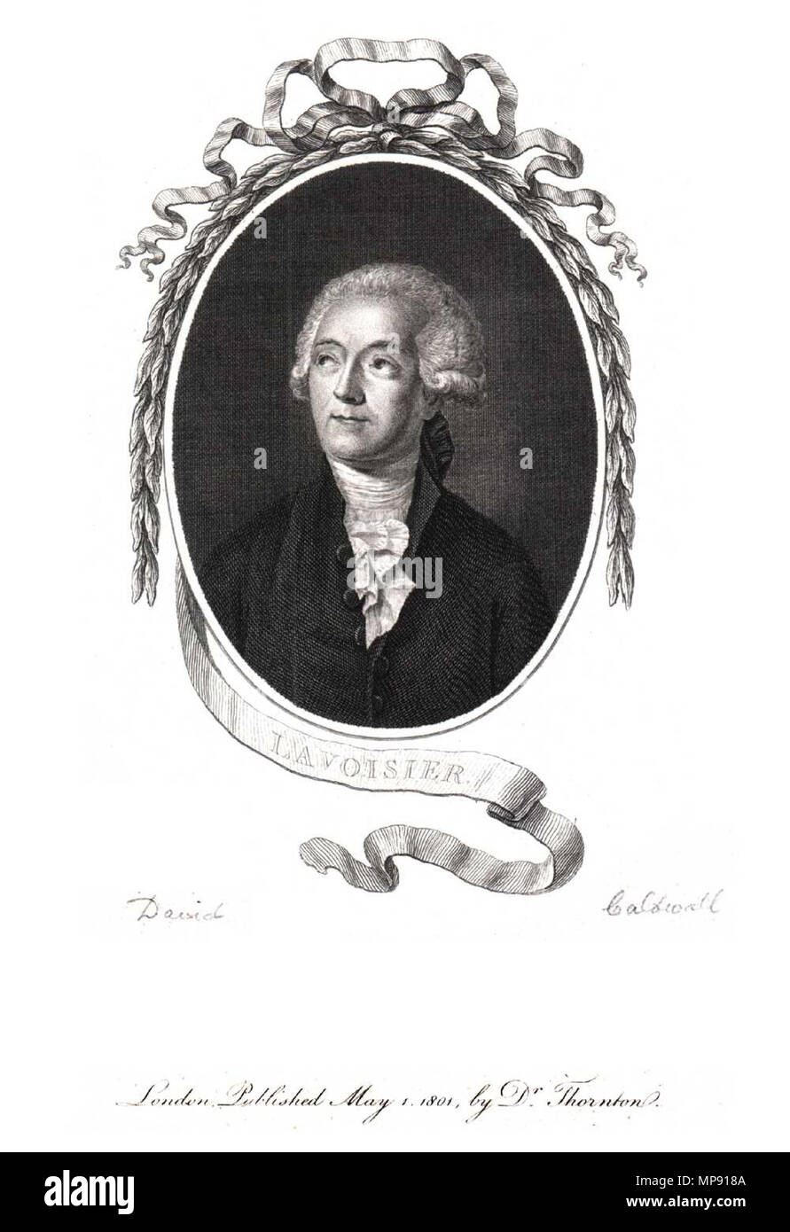 . Inglese: Ritratto di Antoine Lavoisier (1743-1794) . 1 maggio 1801 (data di pubblicazione). 795 Lavoisier SIL14-L002-09A Foto Stock