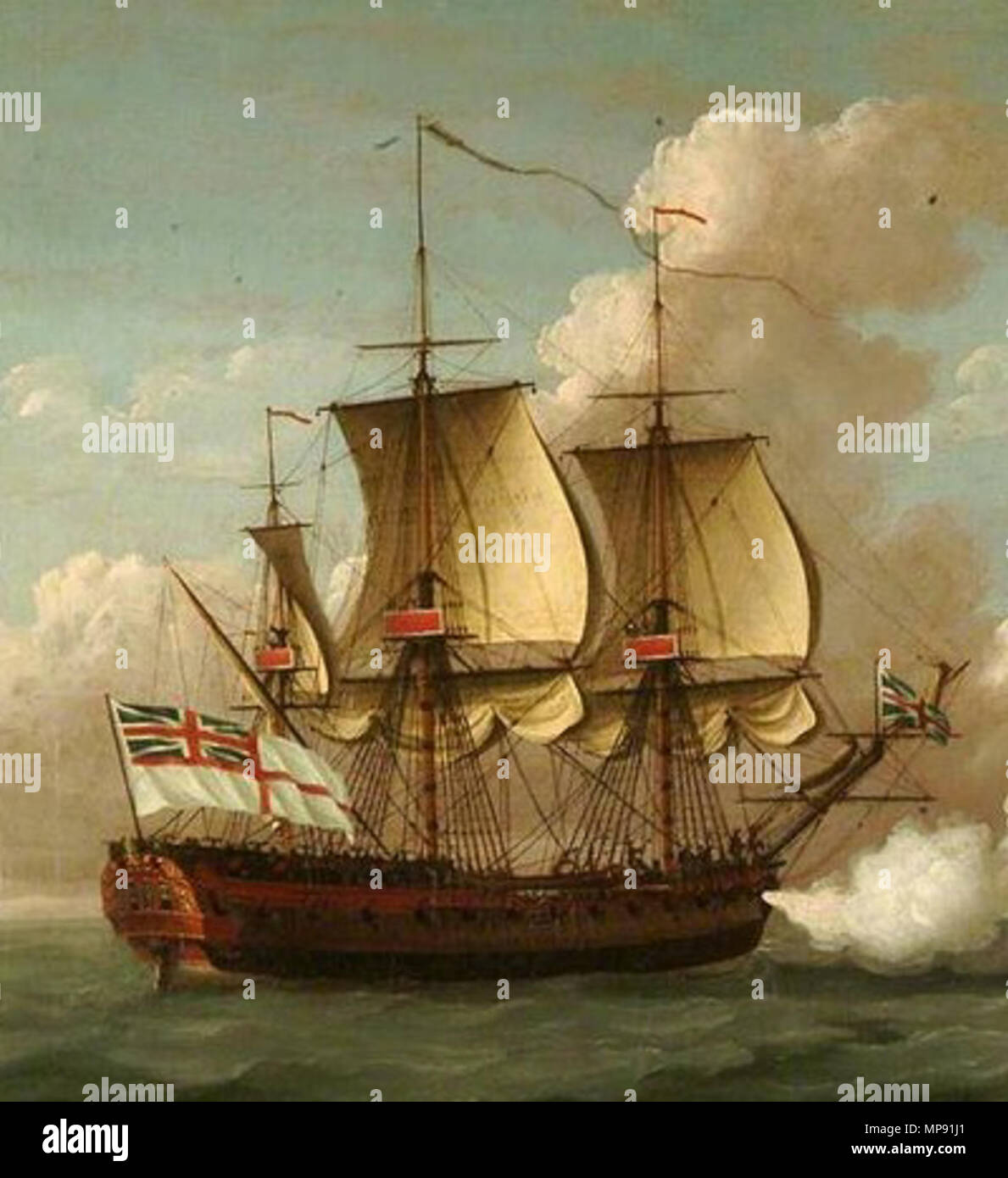 . Inglese: HMS Brune acquisisce nave francese L'Oiseau. Ottobre 1762. Guerra dei Sette Anni . tra 1762 e 1777. John Cleveley il Vecchio (1712-1777) 797 Le HMS Brune capturant l'Oiseau en 1762b Foto Stock