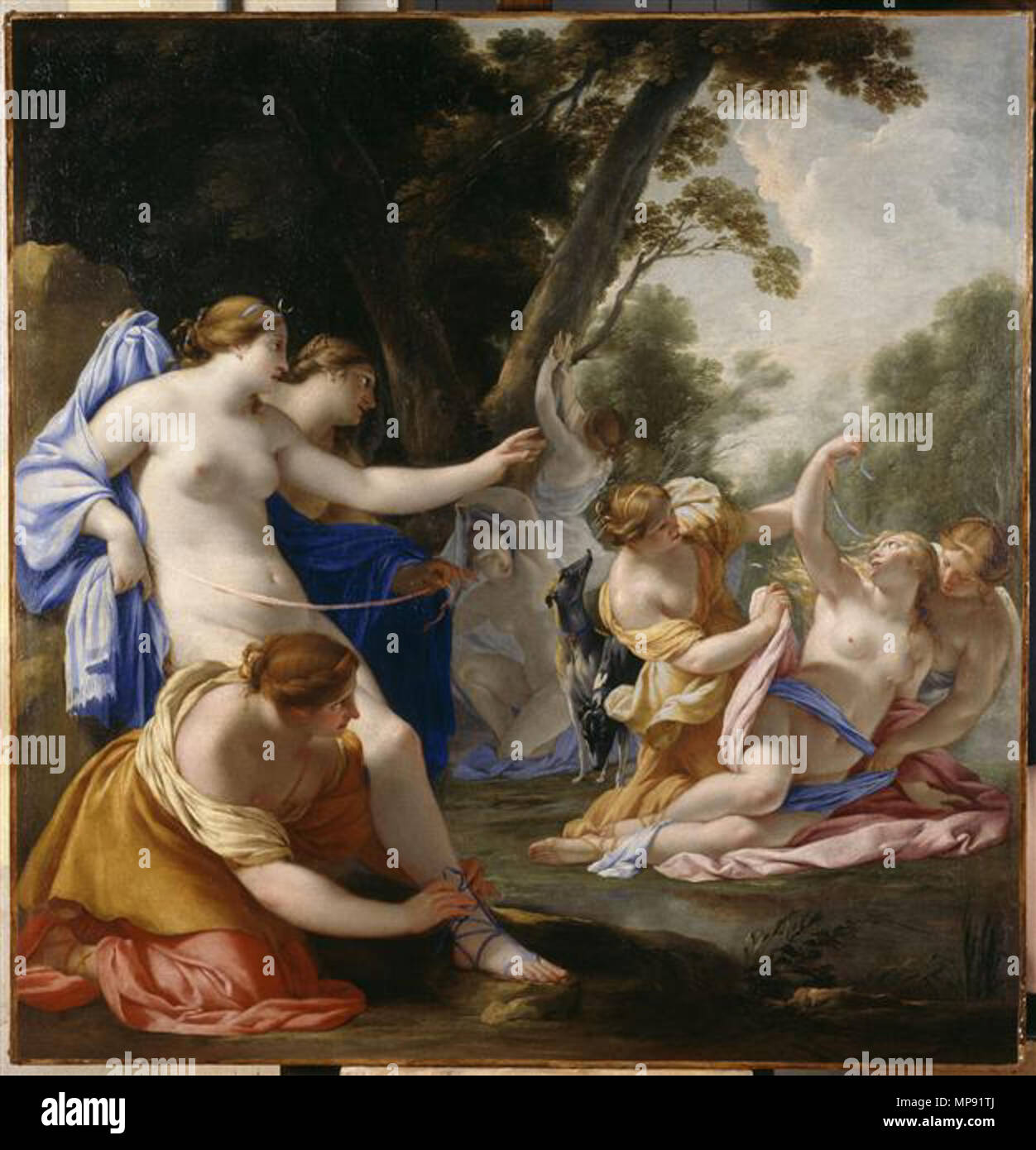 . Français : Diane découvrant la grossesse de Callisto . circa 1638-1639. 799 Le Sueur 92-001735 Foto Stock