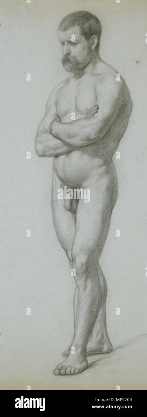 . Français : Académie d'homme debout par Frederic Leighton. 1850s. Frederic Leighton 801 Leighton disegno di vita Foto Stock