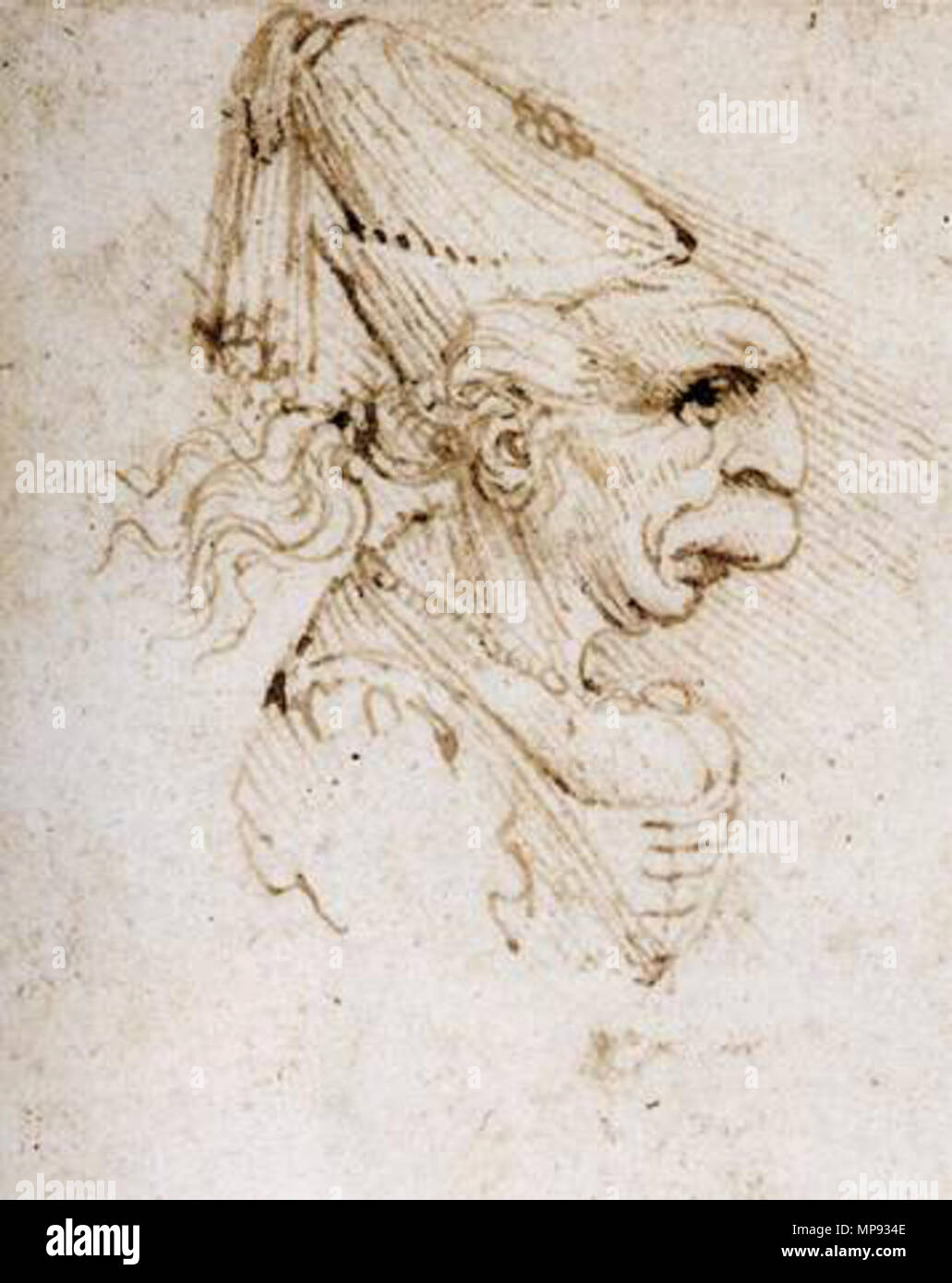 Inglese: Caricatura tra 1495 e 1506. 803 Leonardo da Vinci, Caricatura 02 Foto Stock