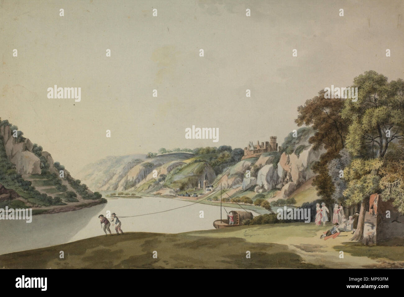 Jansa 0036 828 Lovro Janša - Pokrajina ob Renu s pogledom na grad Thurnberg Foto Stock