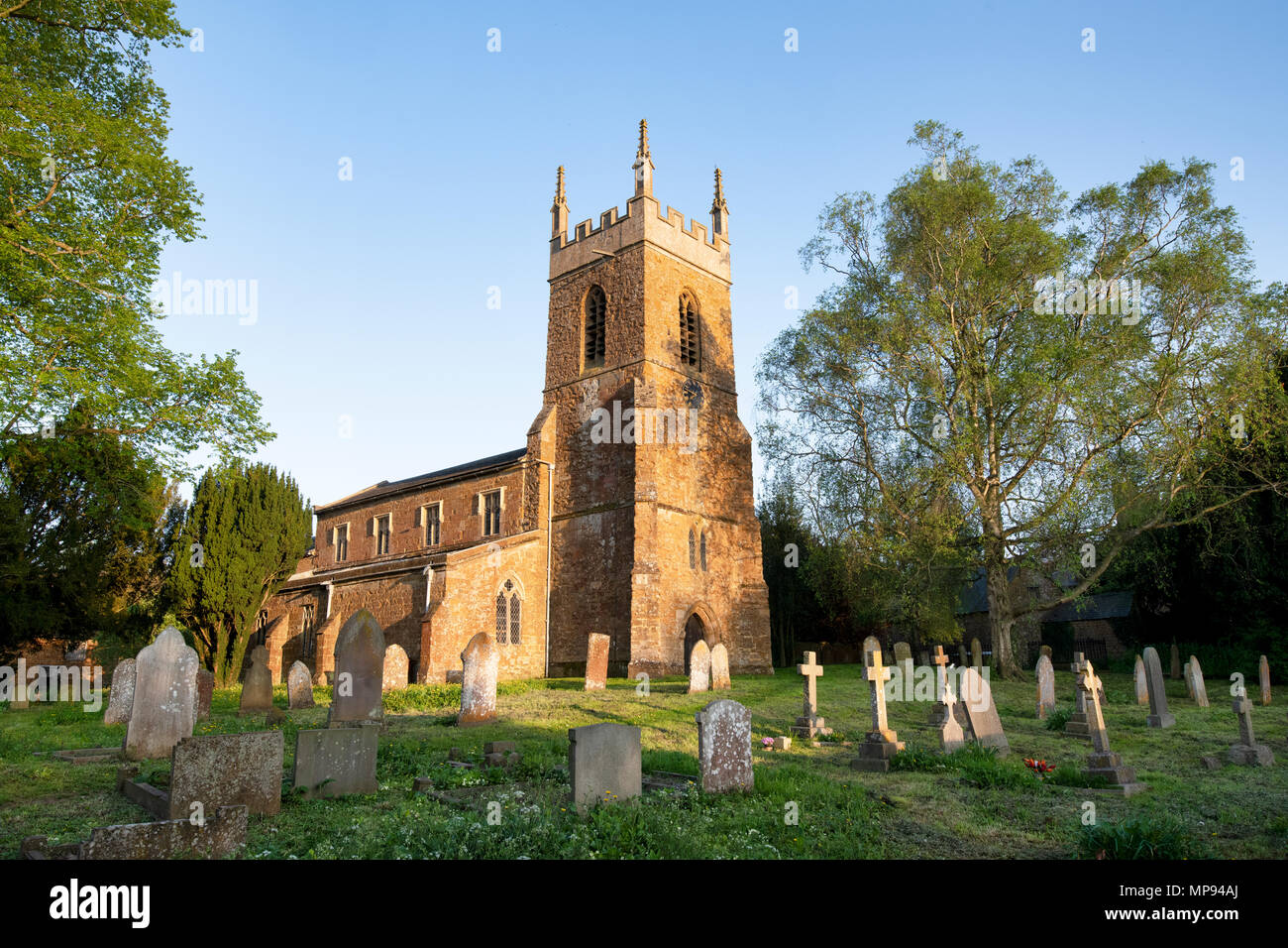 San Pietro ad Vincula chiesa in Sud newington in serata sole primaverile. Sud Newington, Oxfordshire, Inghilterra Foto Stock
