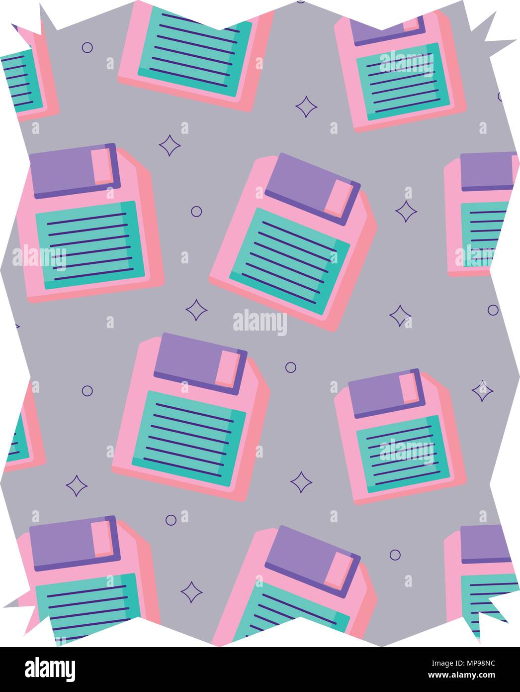Astratta cornice con dischetto pattern su sfondo bianco, illustrazione vettoriale Illustrazione Vettoriale