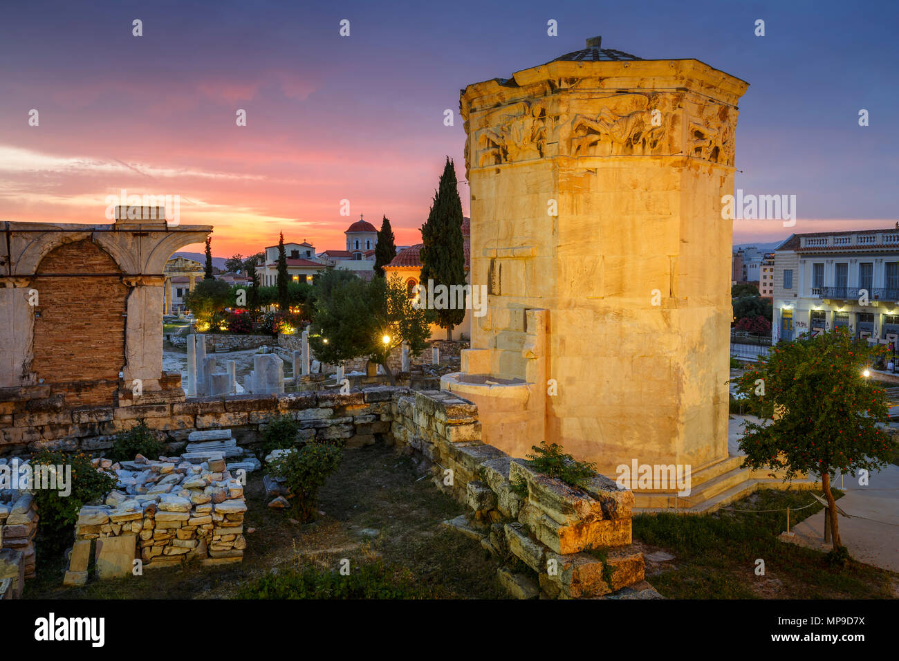 Athens, Grecia - 19 Maggio 2018: resti romani di Agora nella città vecchia di Atene, Grecia. Foto Stock