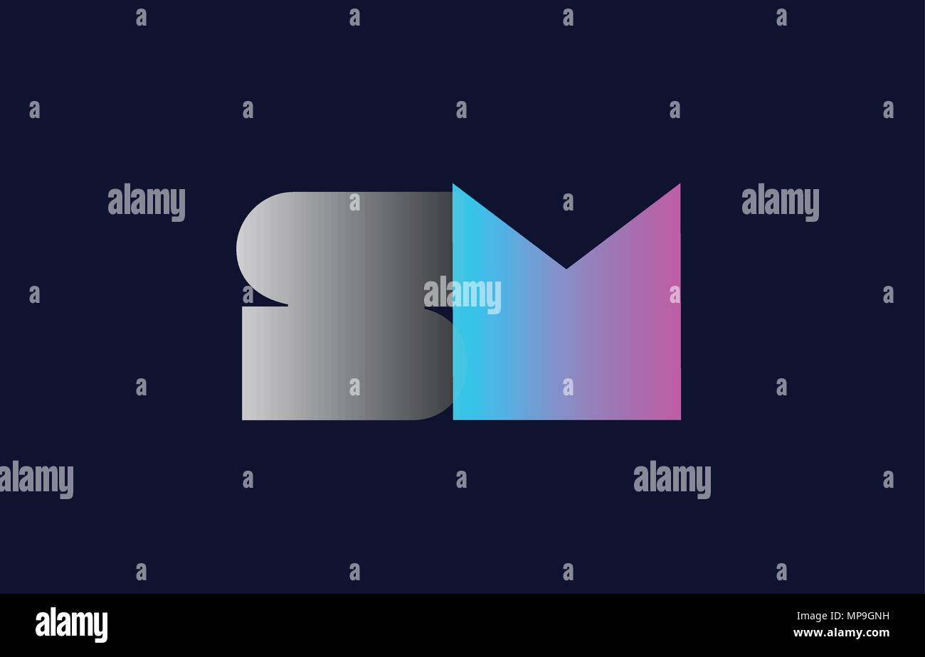 Alfabeto iniziale lettera sm s m combinazione di logo in Rosa blu e grigio colori adatti per il business e corporate identity Illustrazione Vettoriale