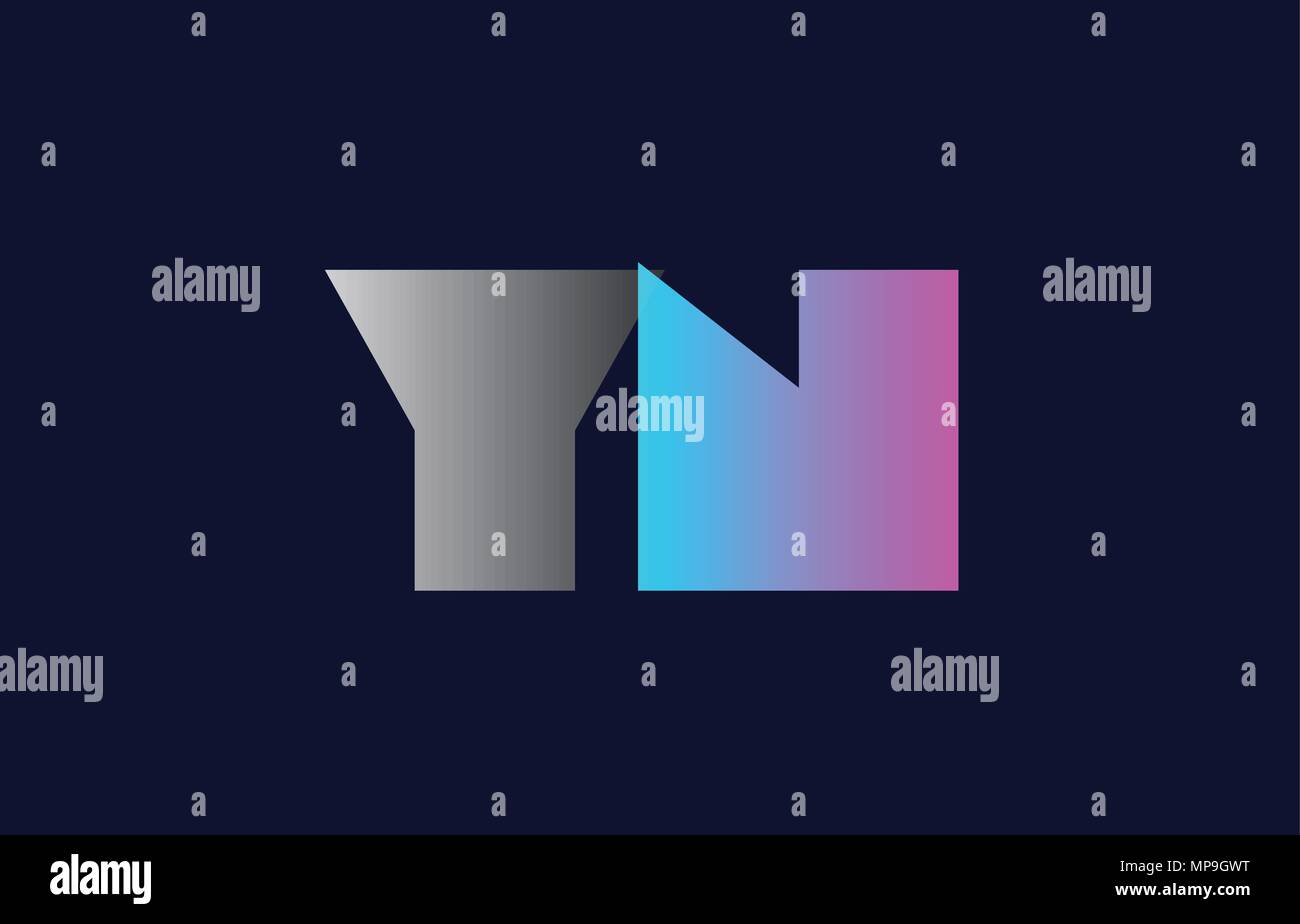 Alfabeto iniziale lettera yn y n combinazione di logo in Rosa blu e grigio colori adatti per il business e corporate identity Illustrazione Vettoriale