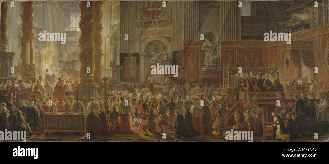 823 Louis Jean Desprez, Gustav III bevistar julmässan ho Peterskyrkan i Rom 1783 Foto Stock