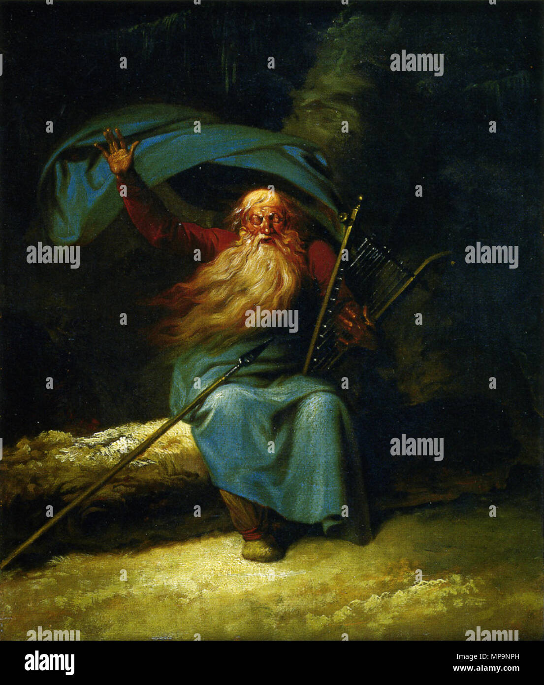 . Inglese: Ossian's Swansong (ca. 1782) di Nicolai Abildgaard Abramo (1743-1809) . circa 1782. Pittura: Nicolai Abildgaard Abramo ( ); file; James Steakley 948 Ossians Schwanengesang Foto Stock