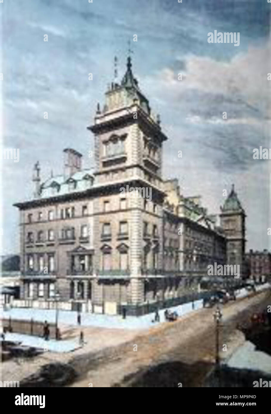 . Inglese: il Great Western Hotel dalla stazione di Paddington - progettato da Philip Hardwick e aperto nel 1854. Incisi da Leopoldo H. Lowenstam e originariamente prodotto come supplementare Piatto di presentazione alla parte di lavoro "vecchio e nuovo" di Londra (London : 1873-1878). prima di 1878. Léopold Lowenstam (1842-) nomi alternativi Leopoldo Löwenstam Descrizione printmaker Data di nascita e morte 17 Febbraio 1842 29 Maggio 1898 / 28 maggio 1898 Luogo di nascita e morte Dusseldorp Woodcroft lavoro posizione Amsterdam, Stoccolma, London Authority control : Q19295188 VIAF: 96334932 ULAN: 500089808 LCCN: no2010166 Foto Stock