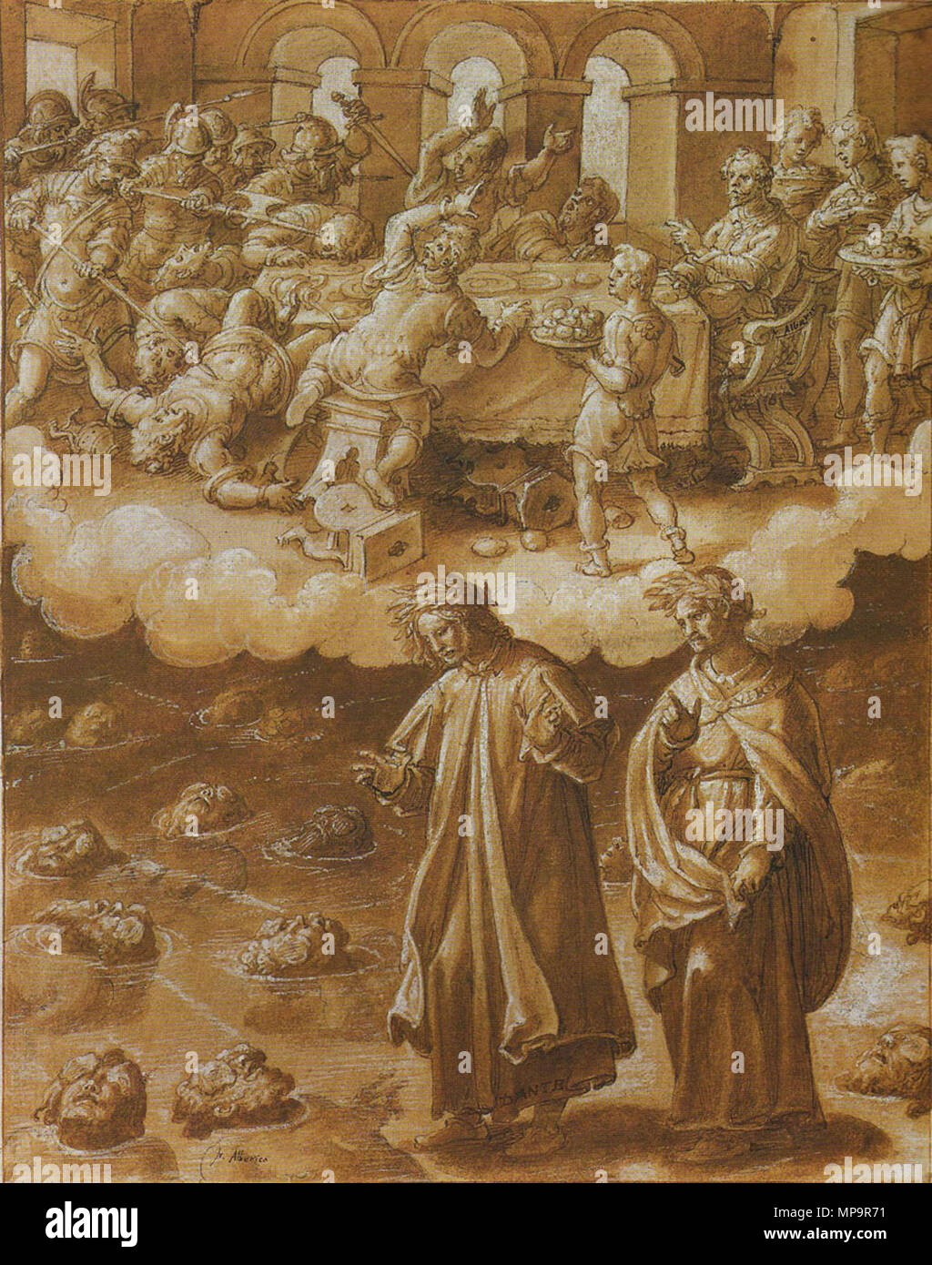 . Illustrazione dell'Inferno di Dante, canto 33 (2 di 2) . 1587. Stradanus (1523-1605) nomi alternativi Jan van der Straet, Giovanni della Strada, Johannes della strada, di Giovanni Stradano, Johannes Stradano, Giovanni Stradanus, Johannes Stradanus, Jan van Straeten, Jan van Straten Descrizione pittore fiammingo e disegnatore Data di nascita e morte 1523 2 Novembre 1605 Luogo di nascita e morte Bruges Firenze sede di lavoro Anversa (1545), Firenze (circa 1550-1605), Roma (circa 1550-1553) Autorità di controllo : Q143595 VIAF: 29699451 ISNI: 0000 0000 8108 906X ULAN: 500011304 LCCN: N84804240 Foto Stock