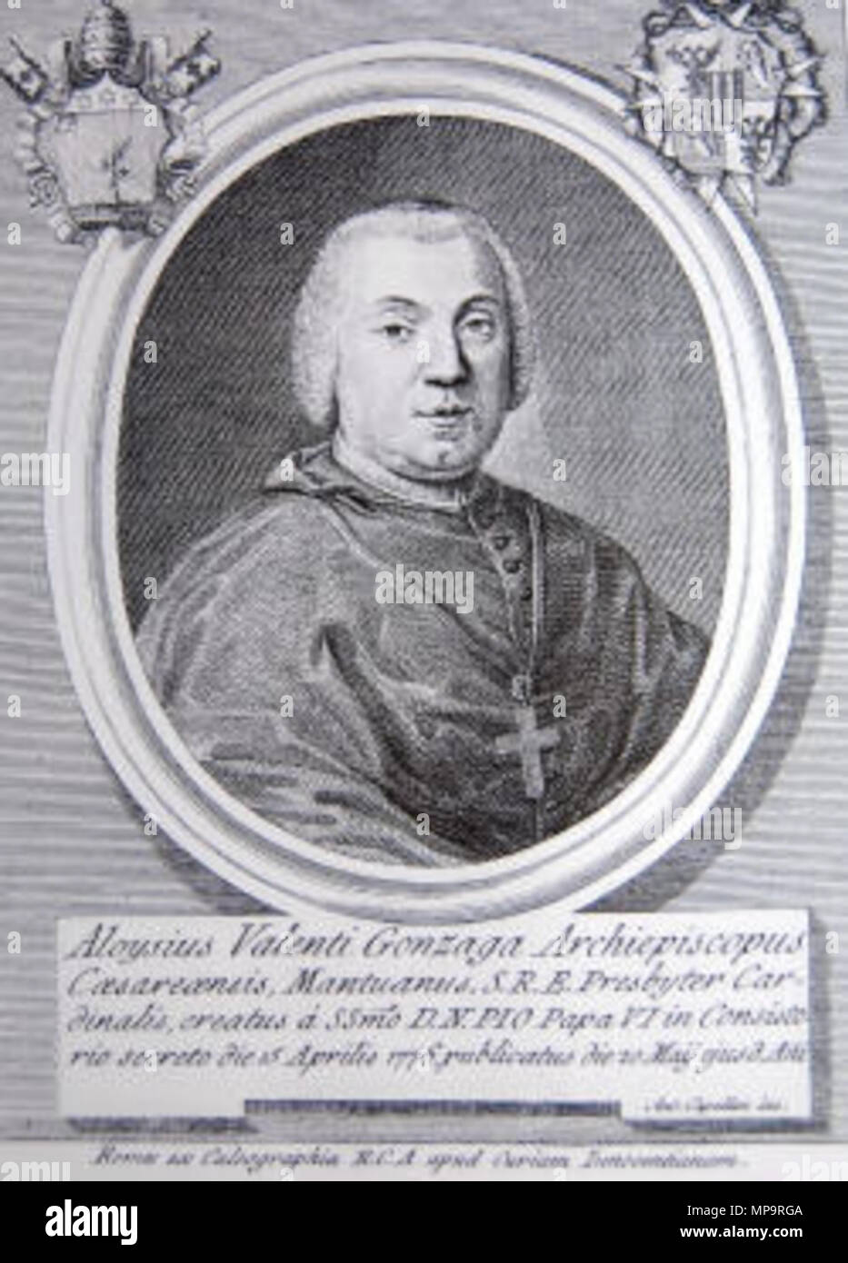 . Deutsch: Kardinal Luigi Valenti Gonzaga (1725-1808) Apostolischer Nuntius in der Schweiz . 1780. zeitgenössischer Stecher 833 Luigi Valenti Gonzaga Foto Stock