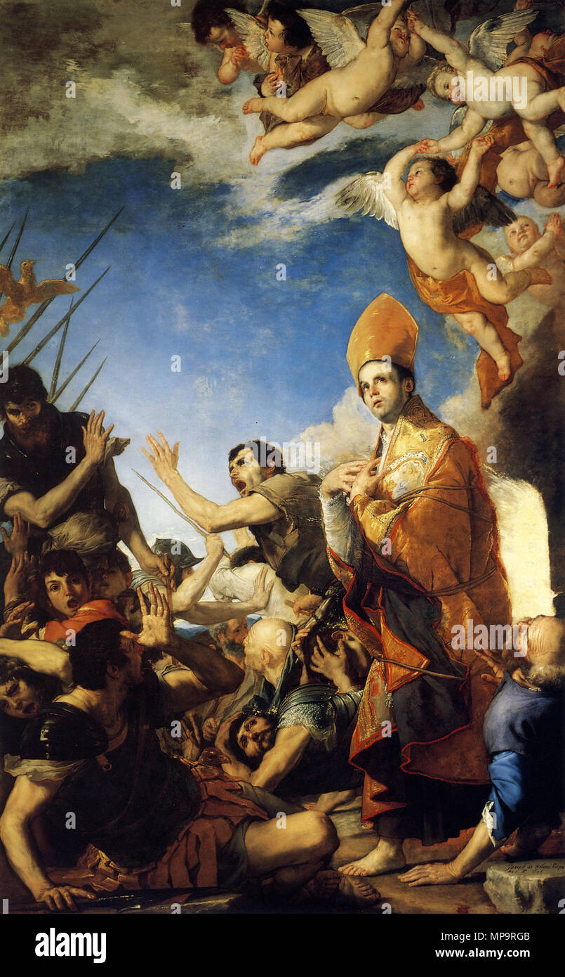 San Gennaro lascia il forno . Italiano: Jusepe de Ribera - San Gennaro esce  dalla fornace (1646, cappella