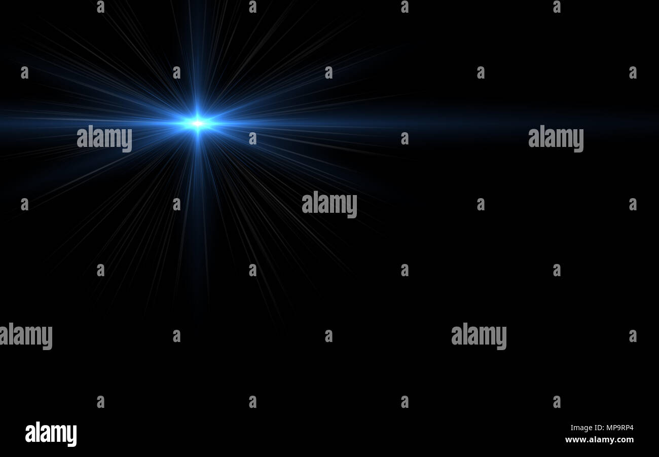 Cifra blu lens flare con luce brillante in sfondo nero utilizzato per la tessitura e il materiale Foto Stock
