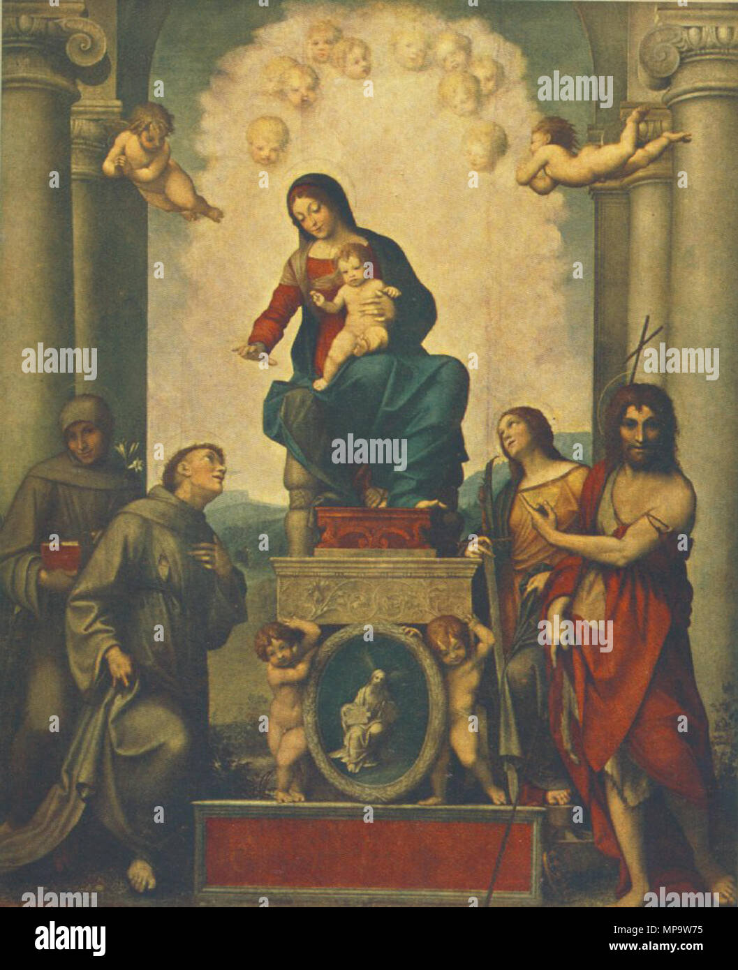 Italiano: Madonna di San Francesco la Madonna di San Francesco ad Assisi circa 1514-1515. 840 Madonna con San Francesco Foto Stock