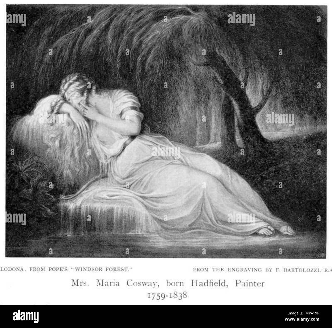 Inglese: Lodona da Alexander Pope della foresta di Windsor . Inglese: 1905 la stampa dopo la pagina delle donne pittori del mondo, dal tempo di Caterina Vigri, 1413-1463, di Rosa Bonheur e presente il giorno di Walter Shaw Sparrow, l'arte e la vita di biblioteca, Hodder & Stoughton, 27 Paternoster Row, Londra . 1800s. Dopo Maria Cosway (1760-1838) nomi alternativi Maria Hadfield; Maria Louisa Catherine Cecilia Hadfield Descrizione Italian-British pittore, artista e musicista pittore dall'Italia che ha vissuto e lavorato in Italia, Inghilterra e Francia Data di nascita e morte 11 Giugno 1760 5 gennaio 1838 Loca Foto Stock