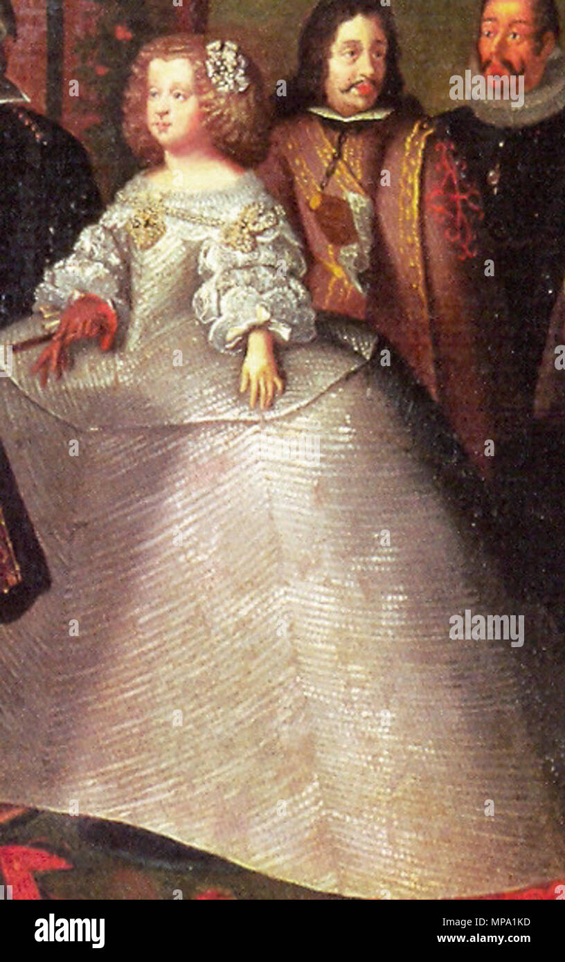 . Deutsch: Maria Theresa von Österreich (1638-1683), Ausschnitt aus einem Ölgemälde von Laumosnier (Traite-Pyrenees.jpg) . Il XVII secolo. 858 Maria Teresa d'Austria ritagliate da "Trattato dei Pirenei" Foto Stock