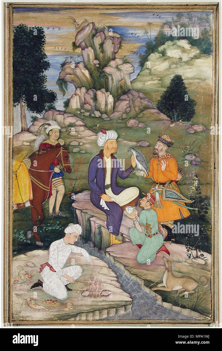 . Inglese: Data di creazione: ca. 1615 Dimensioni display: 8 5/8 in. x 5 1/2 in. (21,9 cm x 14 cm) Linea di credito: Edwin Binney terza raccolta numero di adesione: 1990.334 Collezione: <a href='http://www.sdmart.org/art/our-collection/asian-art' rel="nofollow">Il San Diego Museum of Art</a> . 2 ottobre 2001, 14:29:41. Inglese: thesandiegomuseumofartcollection 984 fare picnic nel corso di una battuta di caccia (6124534147) Foto Stock