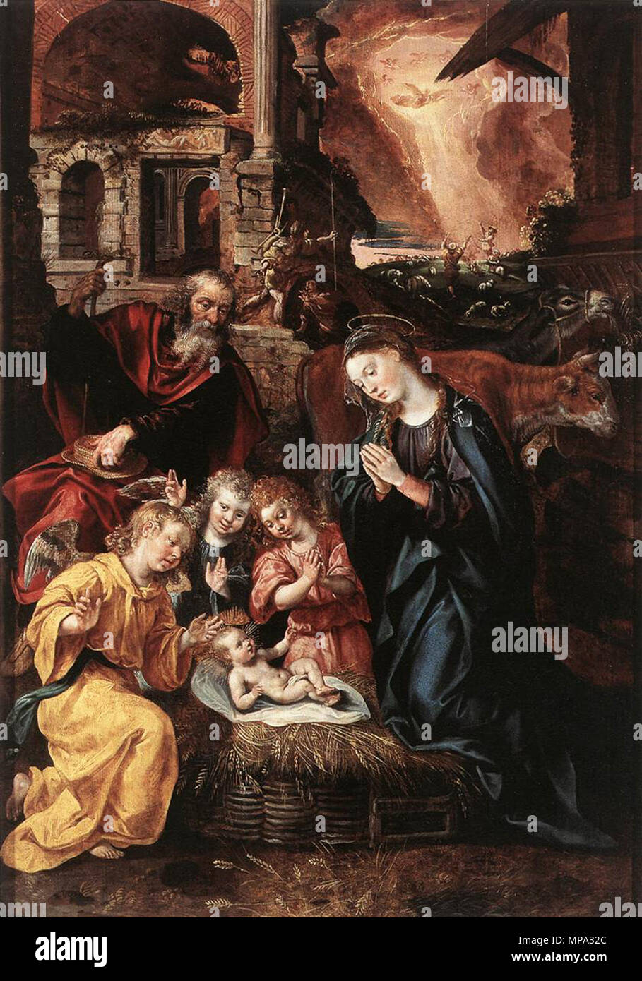 Natività del 1577. 864 Marten de Vos Natività Foto Stock