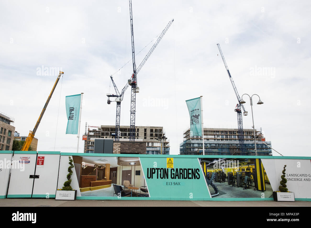 Londra, Regno Unito. 11 Maggio, 2018. Costruzione di Upton Giardini lo sviluppo sul sito del West Ham United dell ex Boleyn Ground di Upton Park. Foto Stock