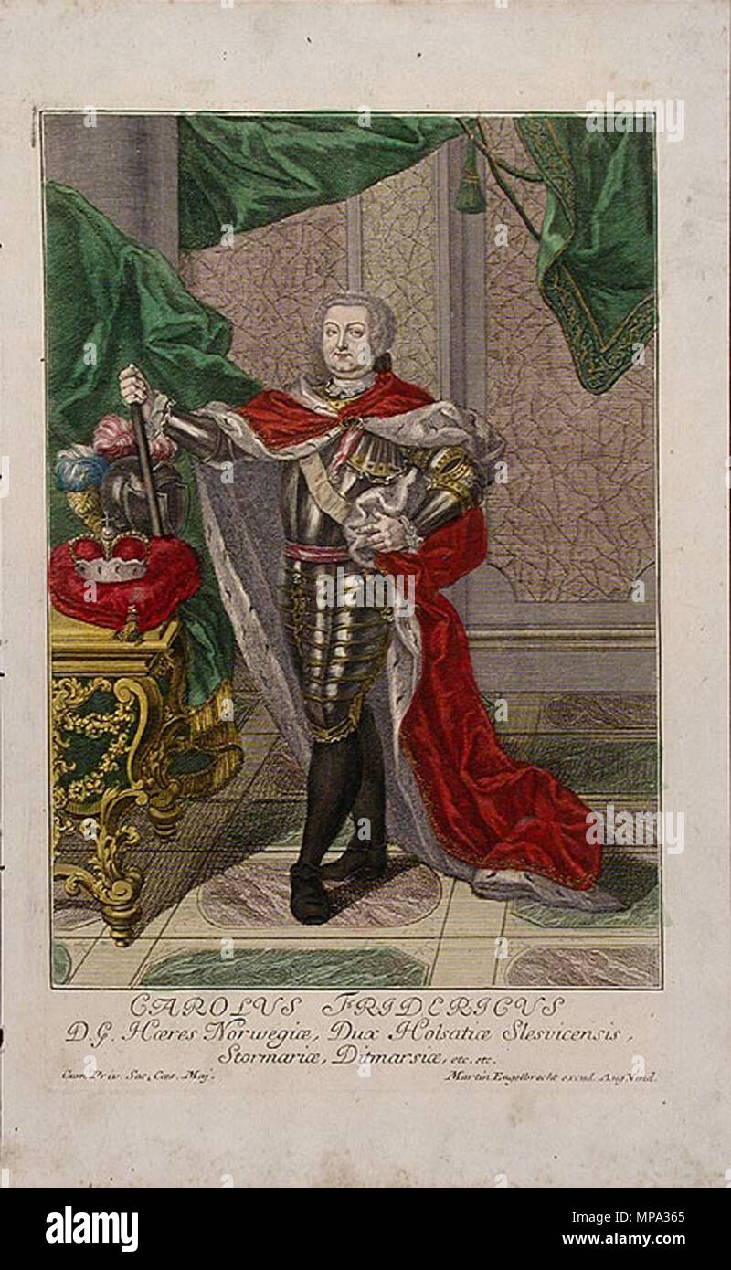 . Copperplate tedesco incisore 865 Martin Engelbrecht Carl Friedrich Holstein-Gottorp Foto Stock