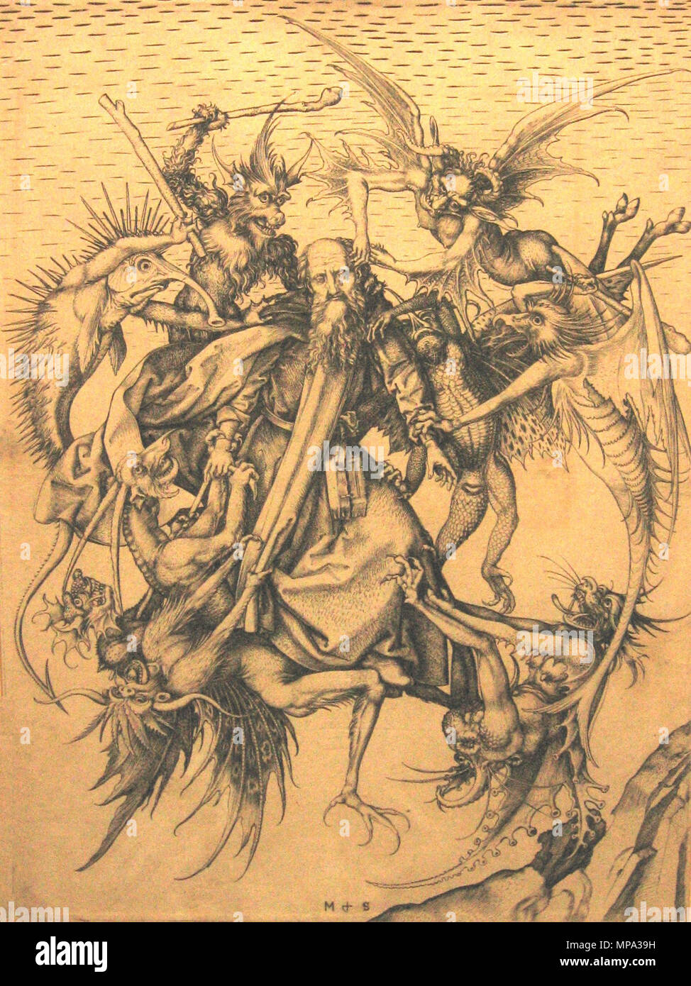 . Inglese: Santo Antonius Deutsch: Der heilige Antonius, von Dämonen gepeinigt . 1470. Martin Schongauer (1448-1491) Descrizione tedesco pittore e incisore, Data di nascita e morte nel 1450 circa 2 febbraio 1491 Luogo di nascita e morte Colmar Breisach posizione Lavoro Colmar Breisach competente controllo : Q155575 VIAF: 166391275 ISNI: 0000 0001 2128 7926 ULAN: 500028143 LCCN: N79021853 WGA: SCHONGAUER, Martin WorldCat 865 Martin Schongauer Der heilige Antonius Foto Stock