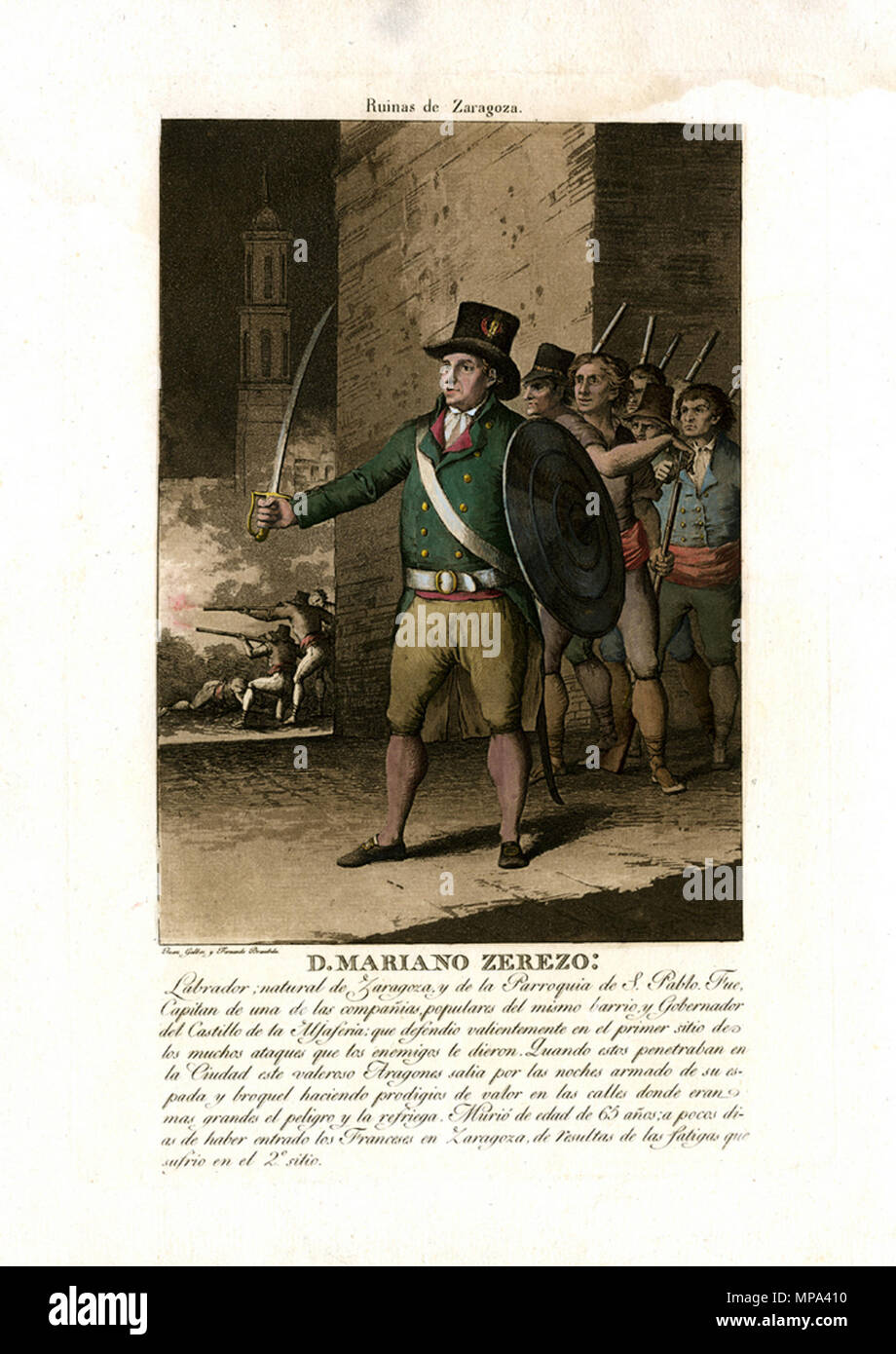 . Mariano Cerezo, heróico defensor de la Ciudad de Zaragoza . 1808. Fernando Brambila 859 Mariano Cerezo Foto Stock
