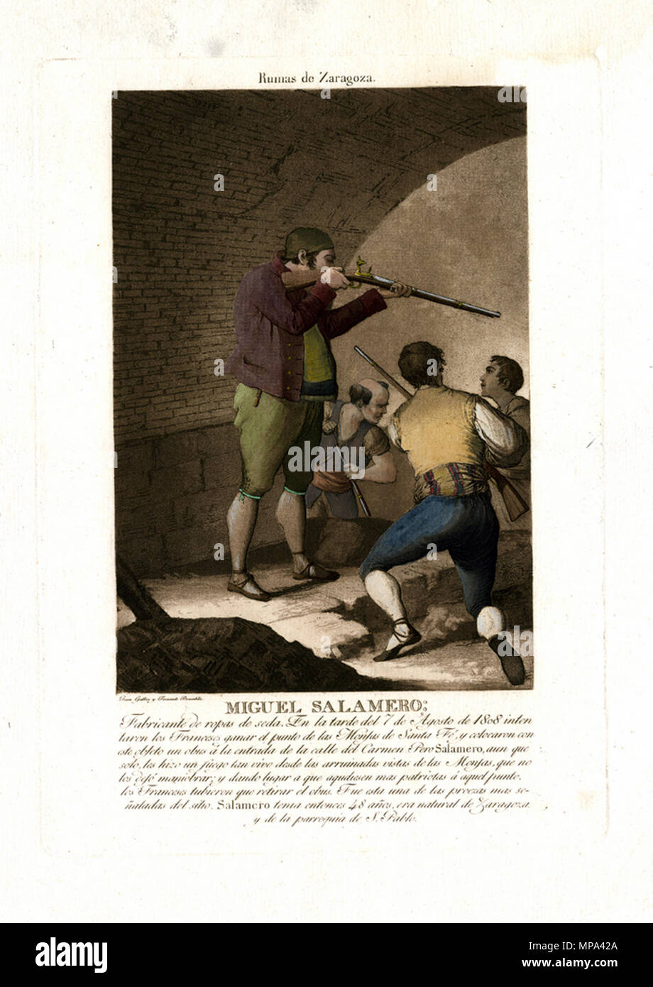 . Miguel Salamero, heróico defensor de la Ciudad de Zaragoza . 1808. Fernando Brambila 893 Miguel Salamero Foto Stock