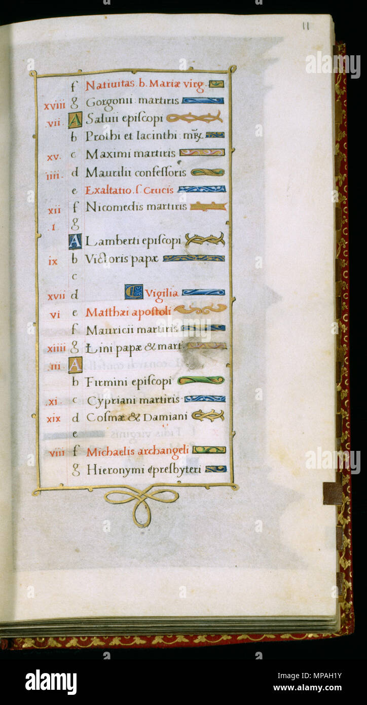 W.449.11R 869 Maestro Jean de Mauléon - foglia dal Libro d Ore - Walters W44911R - Aprire complementare Foto Stock