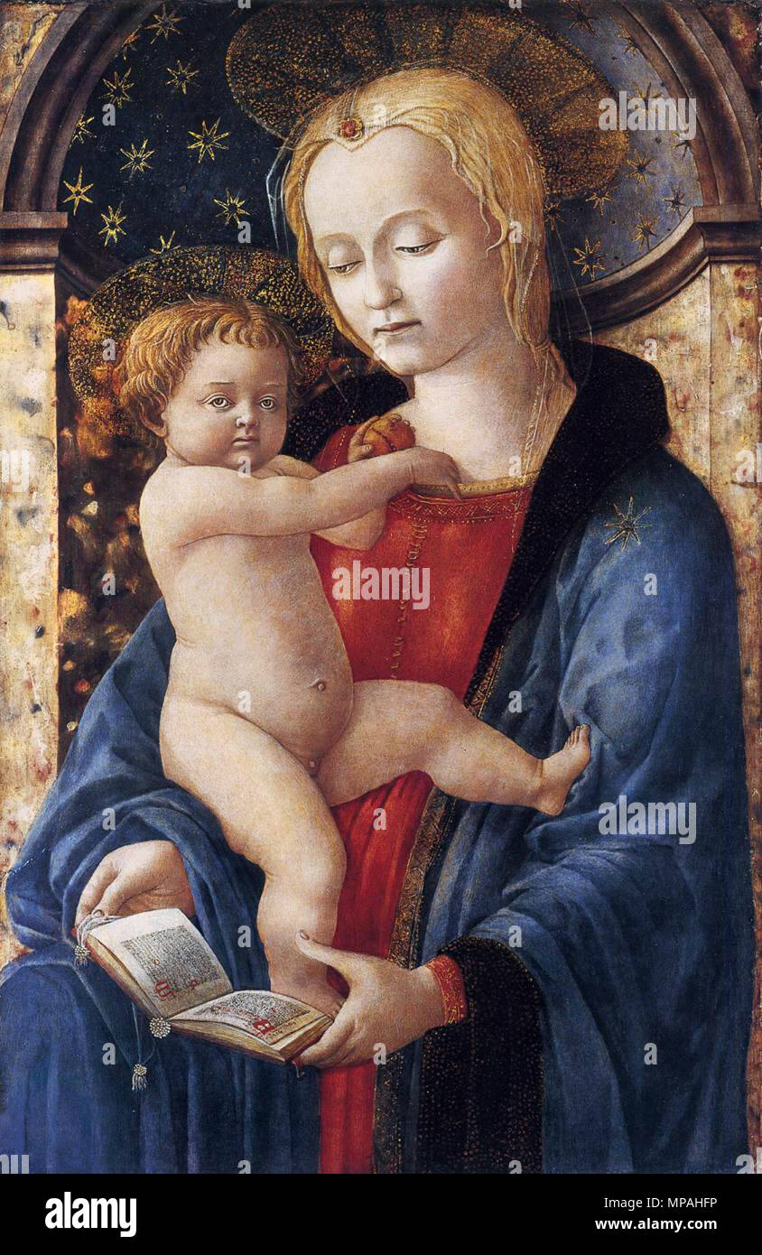 La Madonna e il Bambino tra 1448 e 1450. 871 Maestro della Natività di Castello - Madonna e Bambino - WGA14518 Foto Stock