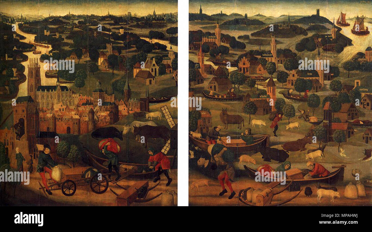Il St Elizabeth's Day flood, 18-19 novembre 1421, con la città di Dordrecht in background. Titolo alternativo(s): due ali di un retablo.[1] circa 1500. 872 Master della St Elizabeth pannelli 001 Foto Stock
