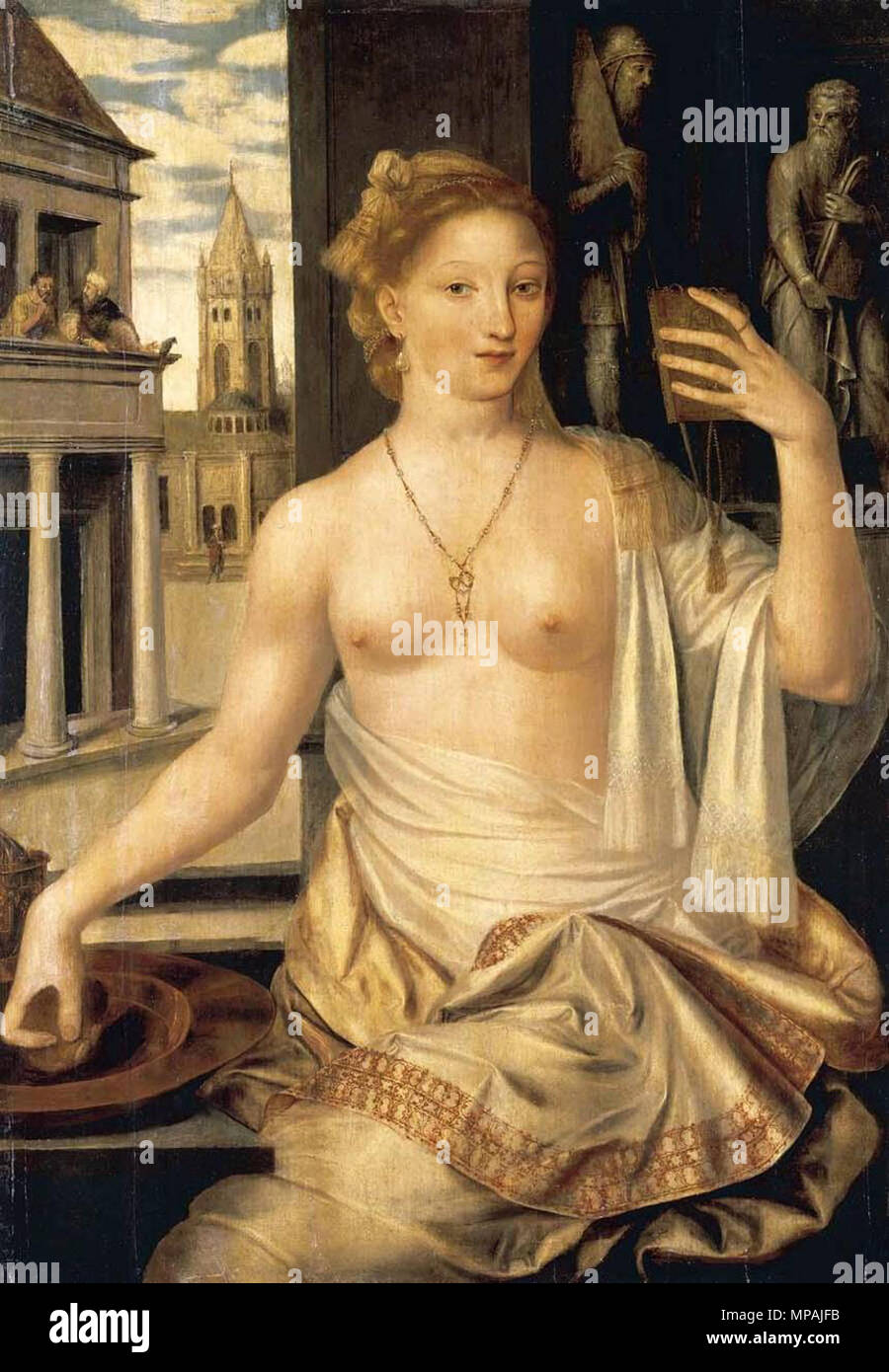 Betsabea osservata dal re Davide prima metà del XVI secolo. 875 Matsys, Jan - Bathsheba osservate da Re David Foto Stock