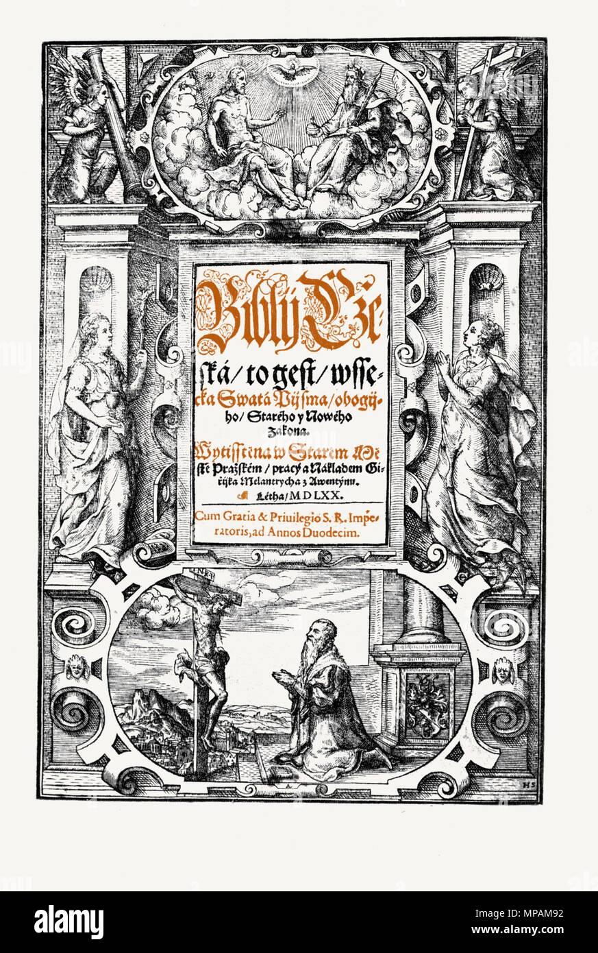 . La Bibbia česká - titulní elenco . 1570. Jiří Melantrich z Aventina 881 Melantrich06 Foto Stock