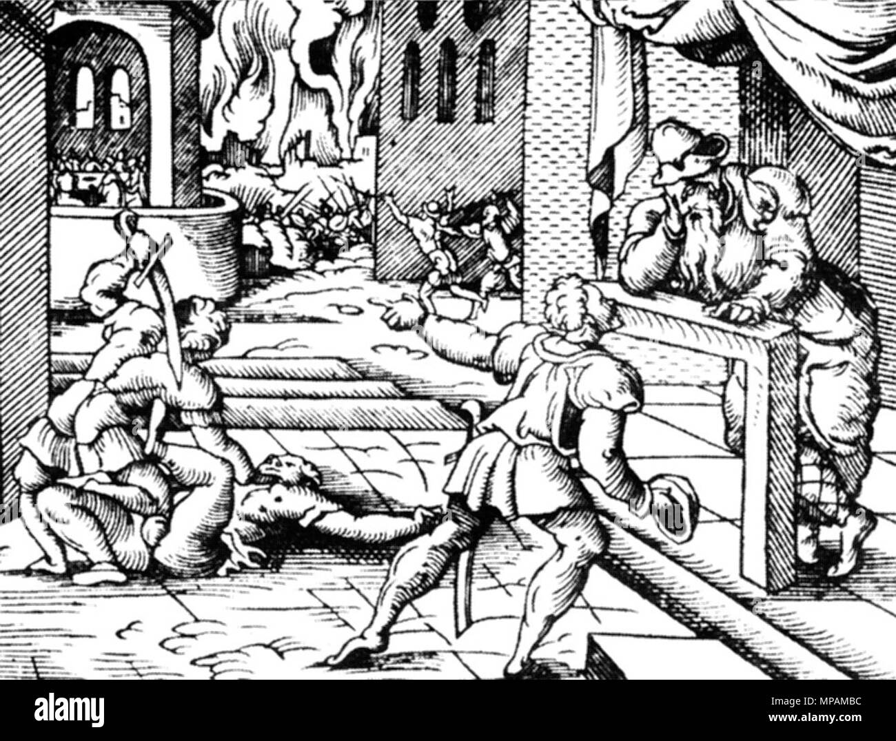 . Čeština: Občanská válka (?), dřevořez z Postily Jana Ferra z roku 1575 . 1575. Jiří Melantrich z Aventina 881 Melantrich58 Foto Stock