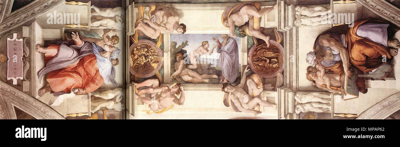 Creazione di Eva tra il 1508 e il 1512. 888 Michelangelo - Cappella Sistina  soffitto - bay 5 Foto stock - Alamy