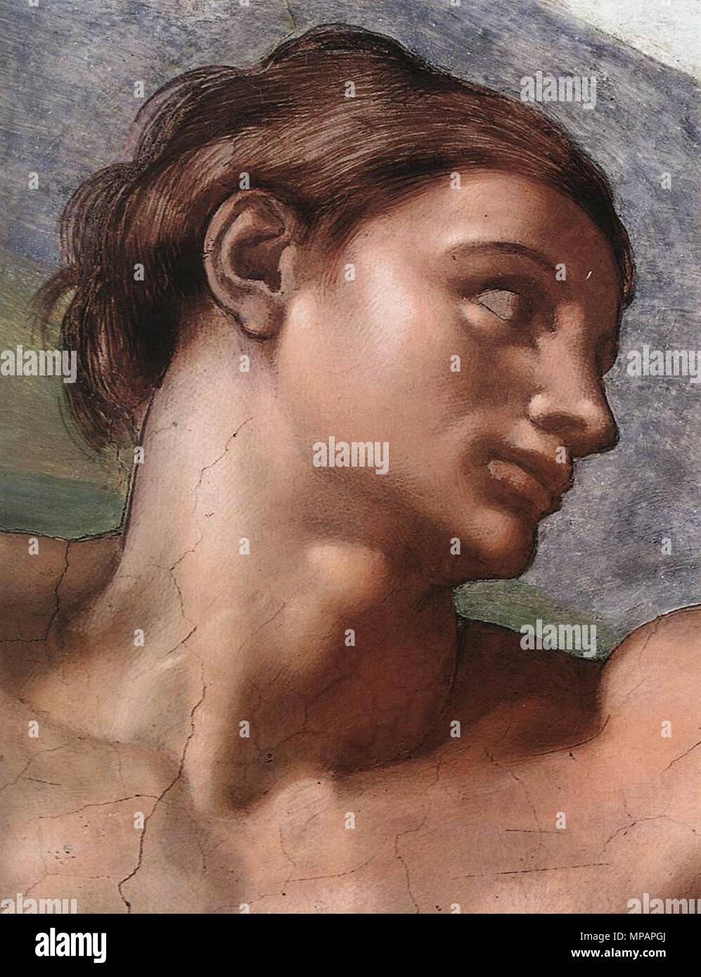 Inglese: Creazione di Adam (dettaglio) 1510. 890 Michelangelo, creazione di Adamo 05 Foto Stock