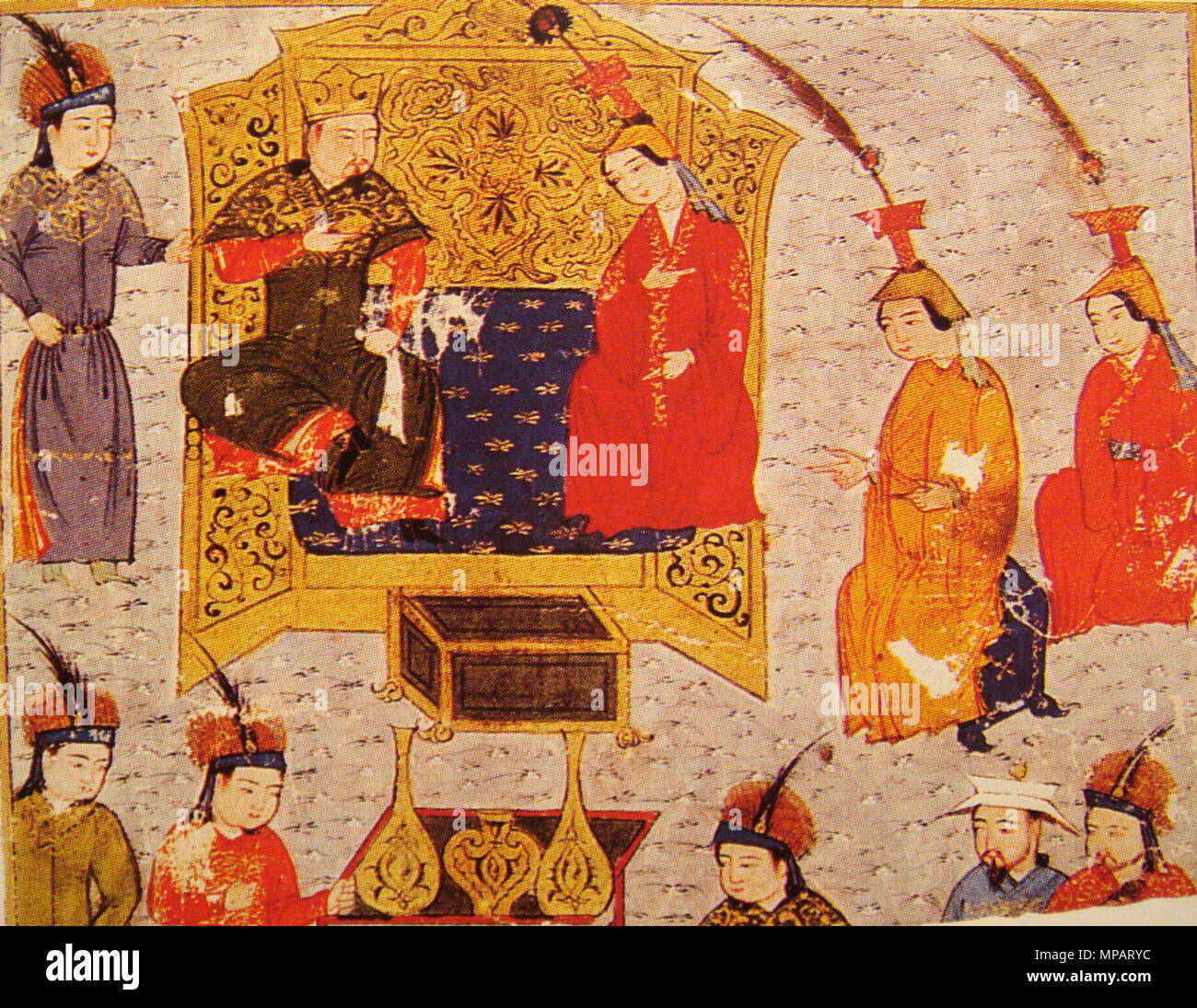 . Tului con la regina Sorgaqtani . inizi del XIV secolo. Rashid al-Din 1208 TuluiWithQueenSorgaqtani Foto Stock