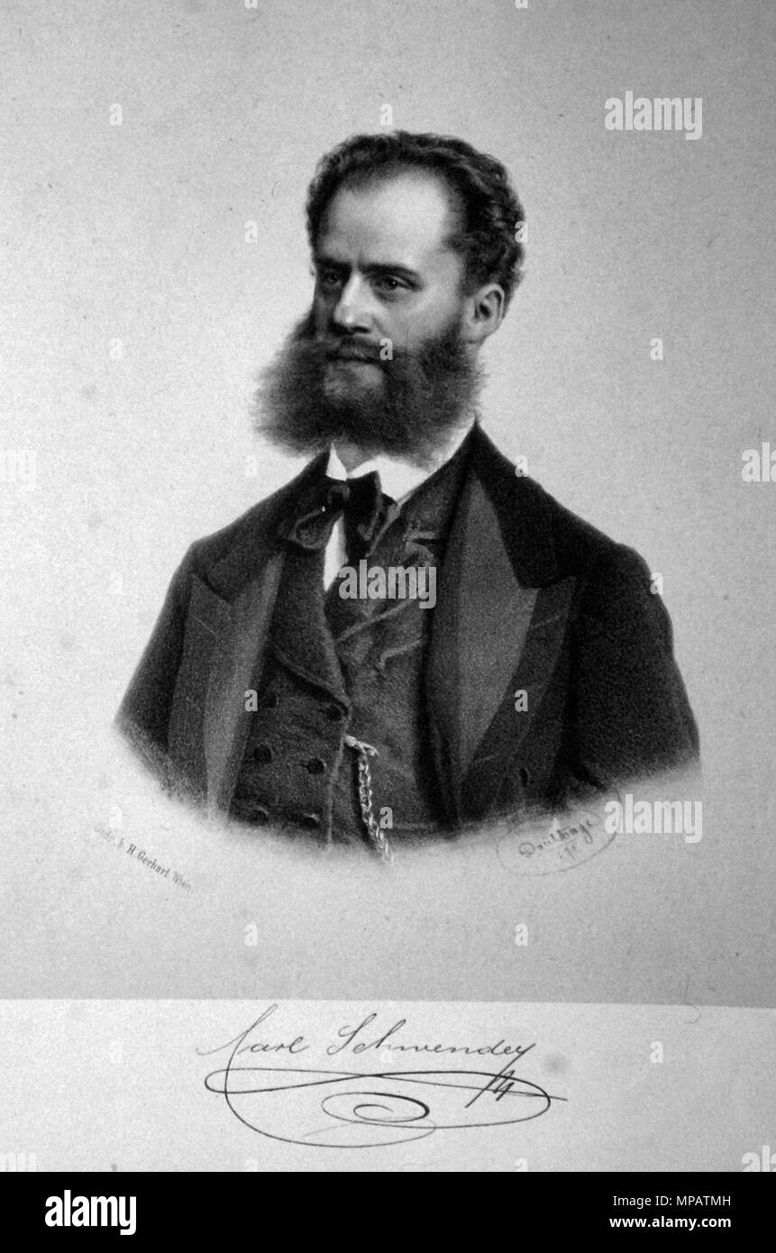 Fotocamere digitali Olympus . Deutsch: Karl Schwender (1839-1877), Besitzer von Vergnügungsetablissements in Wien. Lithographie von Adolf Dauthage, 1871 . 1871. Adolf Dauthage (1825-1883) 759 Karl Schwender Litho Foto Stock