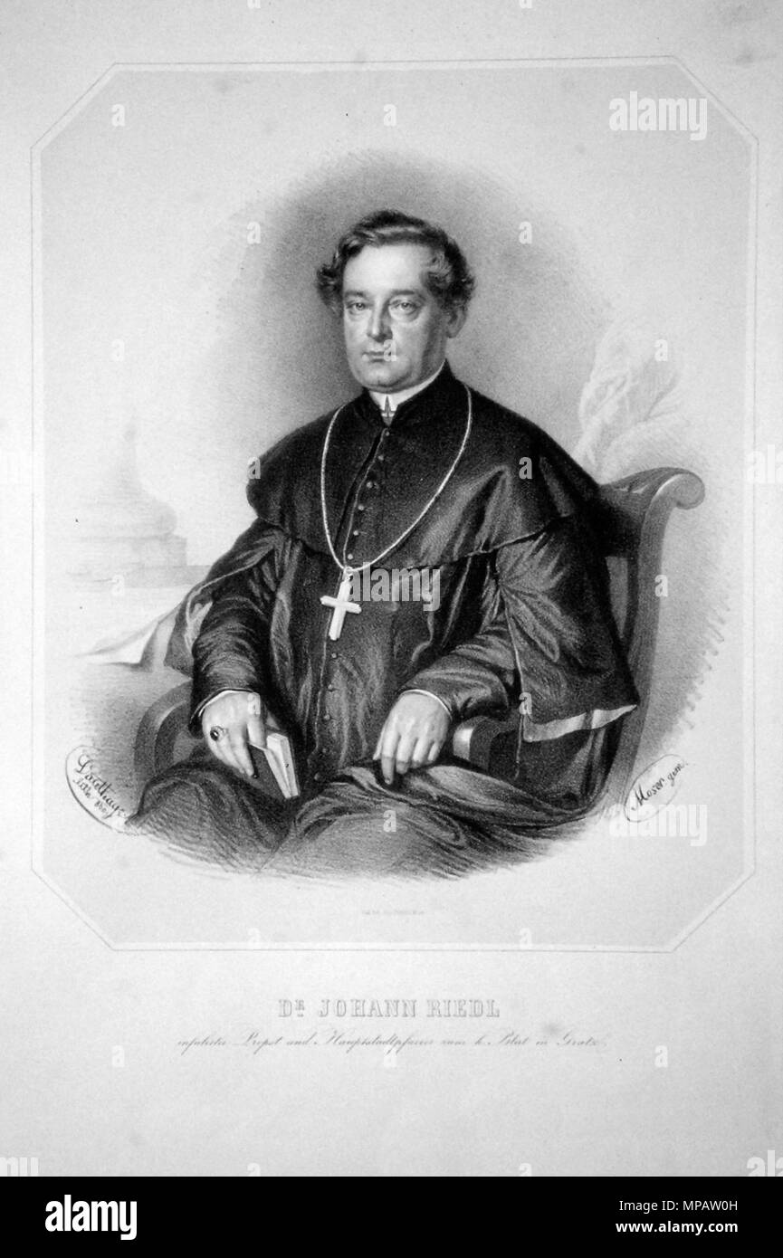 Fotocamere digitali Olympus . Deutsch: Il dottor Johann Riedel, österreichischer Theologe, infulierter Propst und Stadtpfarrer von Graz. Lithographie von Adolf Dauthage,nach Moser, 1860 . 1860. Adolf Dauthage (1825-1883) 727 Johann Riedel Litho Foto Stock