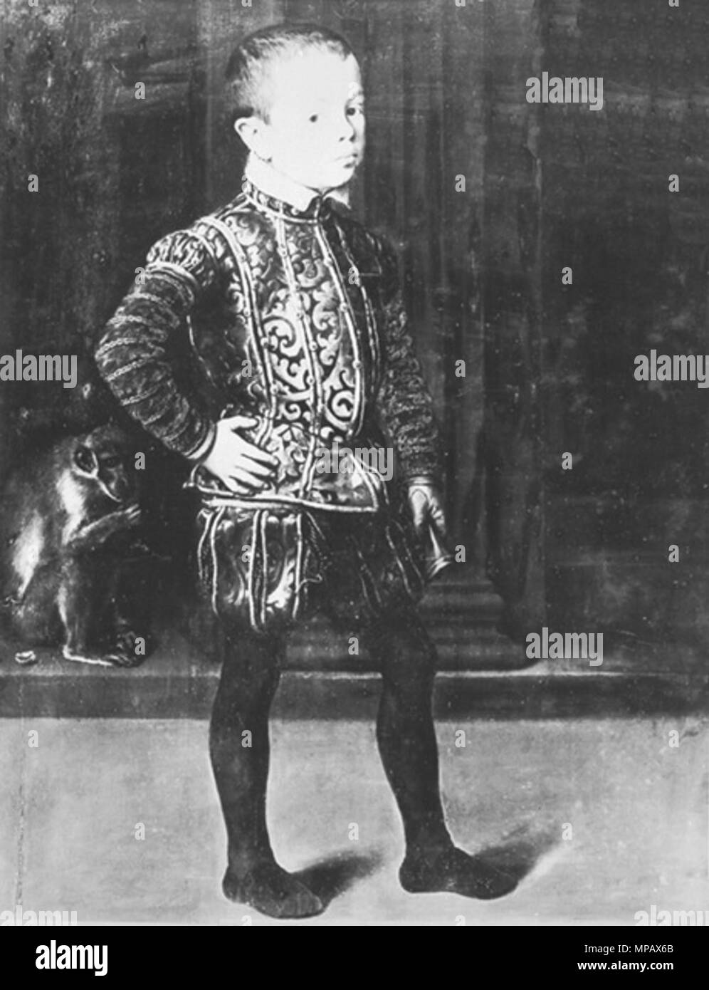 . Inglese: Presunto ritratto di Don Carlos, il Principe delle Asturie (1545-1568) o un tribunale dwarf . 1555. 904 Mor, Anthonis - Presunto ritratto di Don Carlos o un tribunale dwarf Foto Stock