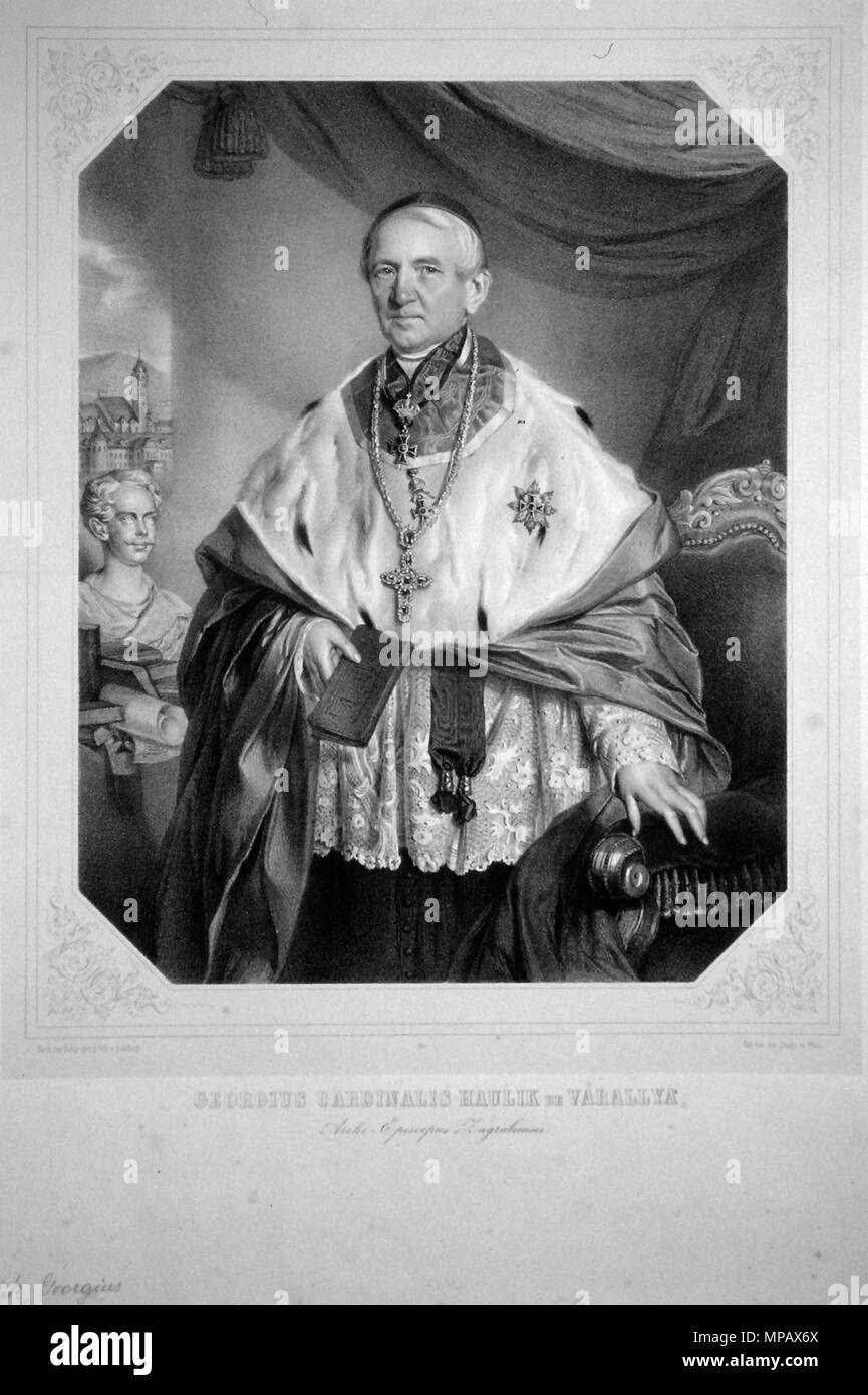 Fotocamere digitali Olympus . Deutsch: Juraj Haulik von Váralya (1788-1869), ERzbischof von Zagreb, Kardinal. Lithographie von Adolf Dauthage, ca.1860 . nel 1860 circa. Adolf Dauthage (1825-1883) 752 Juraj Haulik Litho Foto Stock
