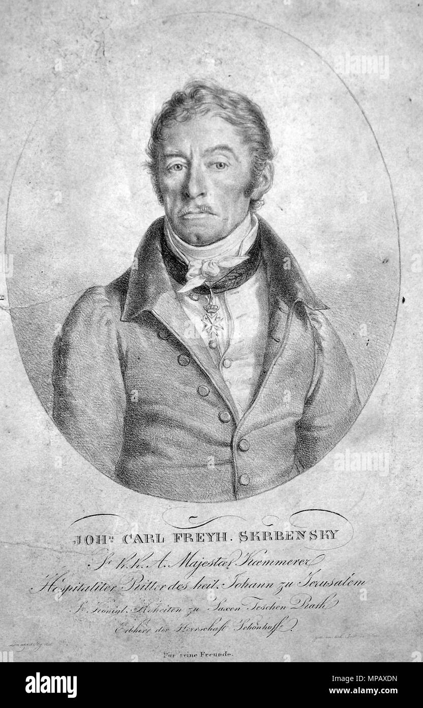 Fotocamere digitali Olympus . Deutsch: Johann Karl Freiherr von Skrbensky, k. k. Kämmerer. Lithographie von Josef Lanzedelli d. Ä., um 1820 . circa 1820. Josef Lanzedelli d. Ä. (1772-1831) 726 Johann Karl Skrbensky Litho Foto Stock