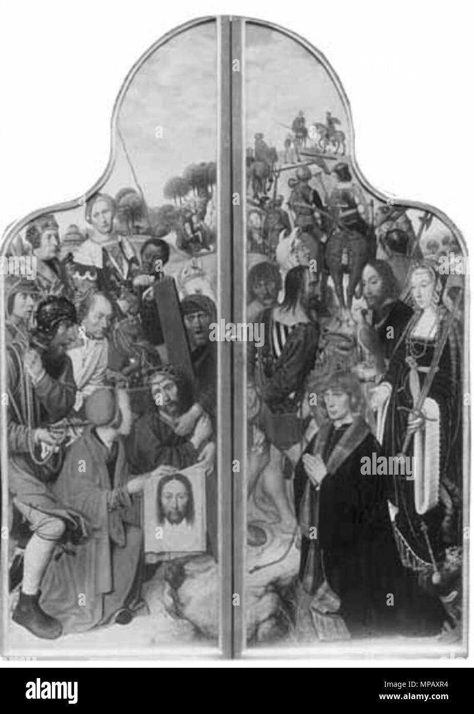Inglese: Trittico di d'Oultremont circa 1515-20. 907 Mostaert Bruxelles passione trittico chiuso Foto Stock