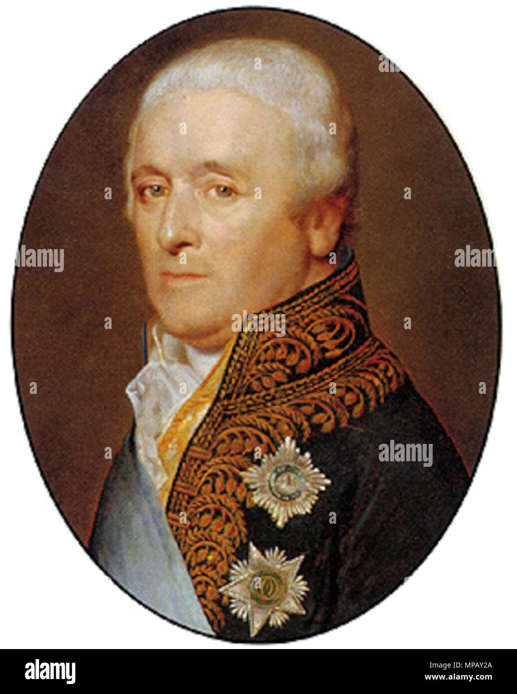 . Il sig. Adriaan Pieter Twent van Raaphorst (1745 - 1816), portret op koper, Rijksmuseum Amterdam. Dignitario nell'ordine delle Due Sicilie (1808) . 1809. gesigneerd W.B. VAN DER KOOI PINXIT 1809 908 il sig. p. a. Twent van Raaphorst Foto Stock