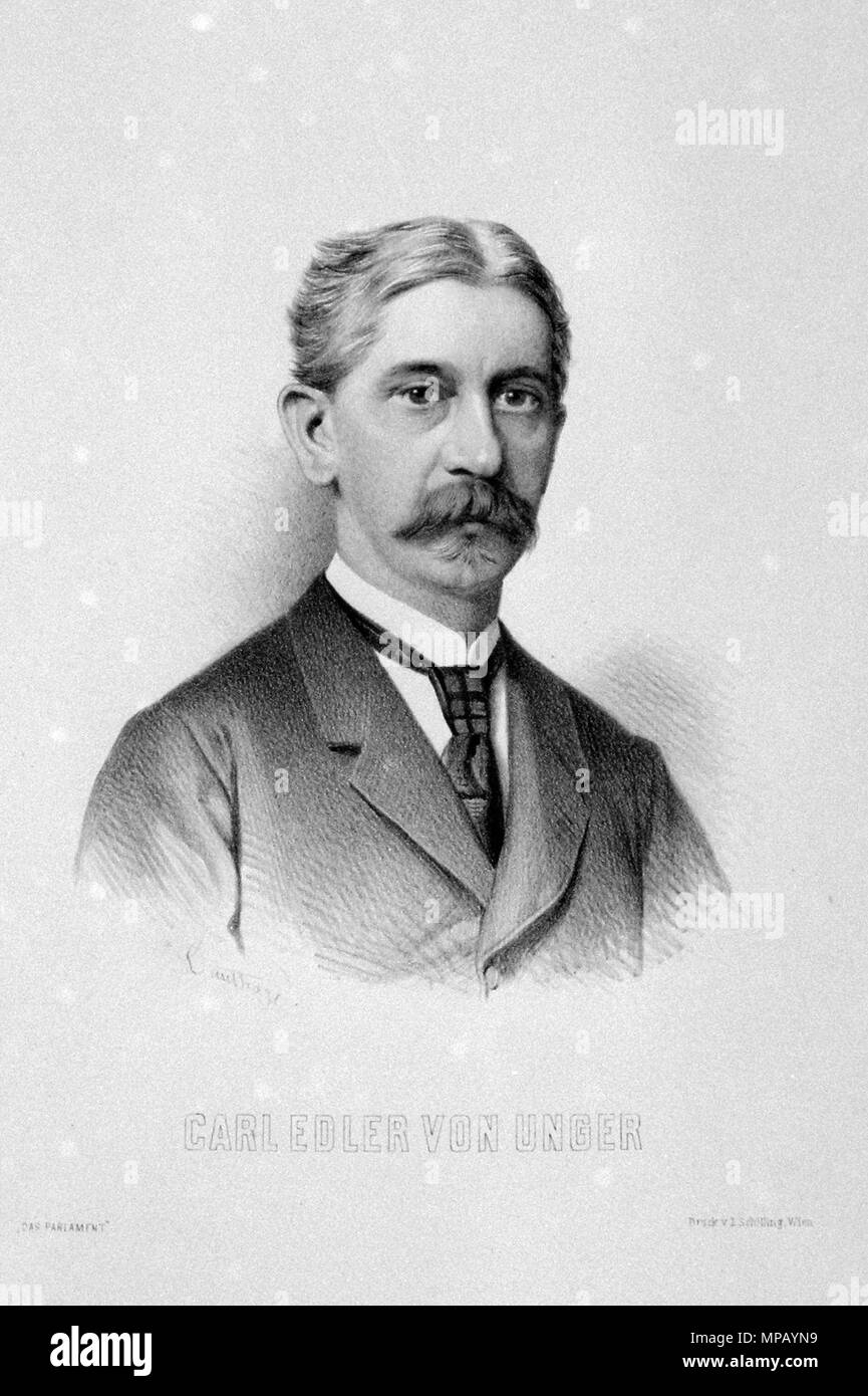 Fotocamere digitali Olympus . Deutsch: Karl August von Unger (geb. 1832), Ökonom, Abgeordneter zum böhmischen Landtag. Lithographie von Adolf Dauthage, 1880 . 1880. Adolf Dauthage (1825-1883) 757 Karl August von Unger Litho Foto Stock